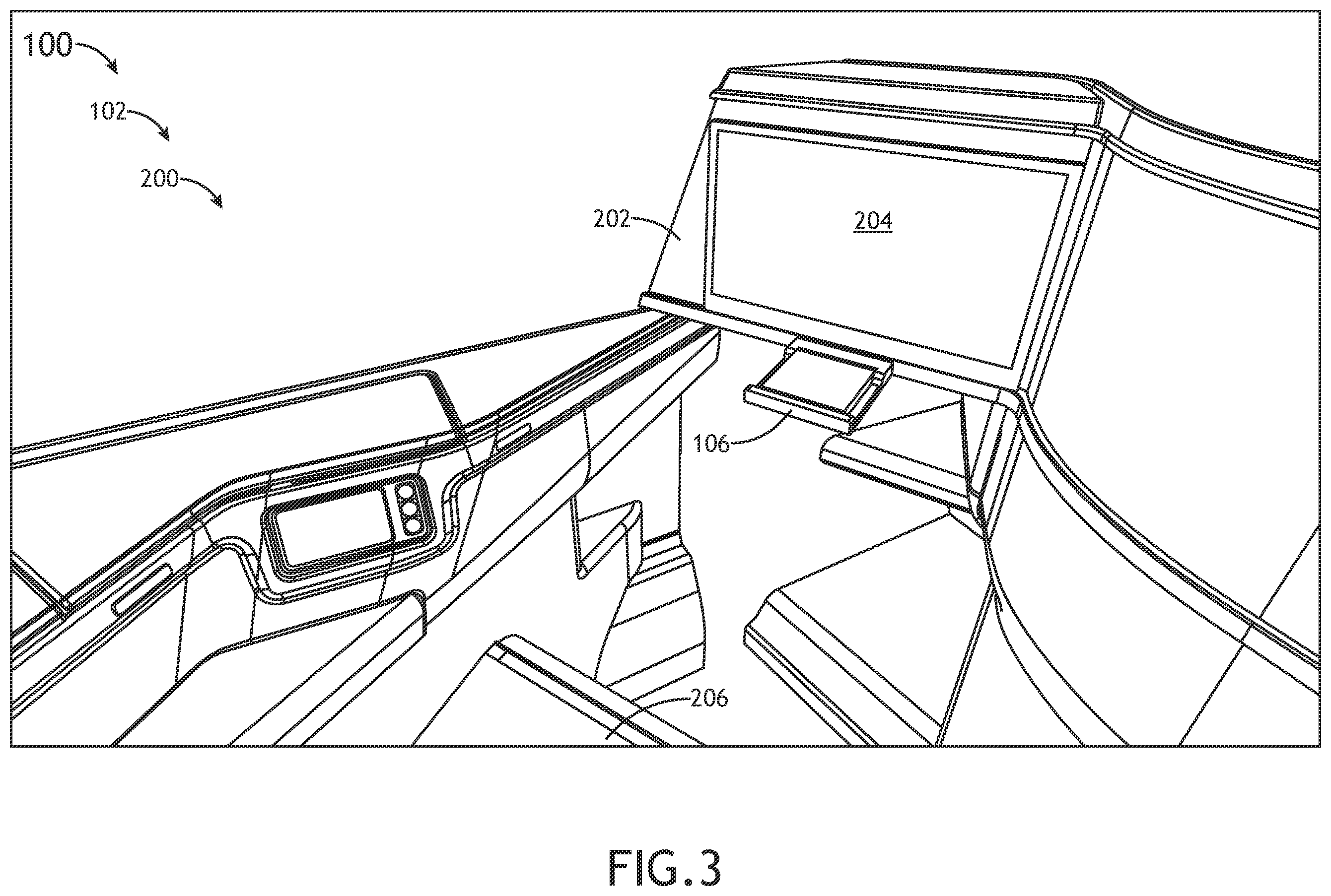 Patent US12134472 Figure 3 – System including stowable tablet holder apparatus