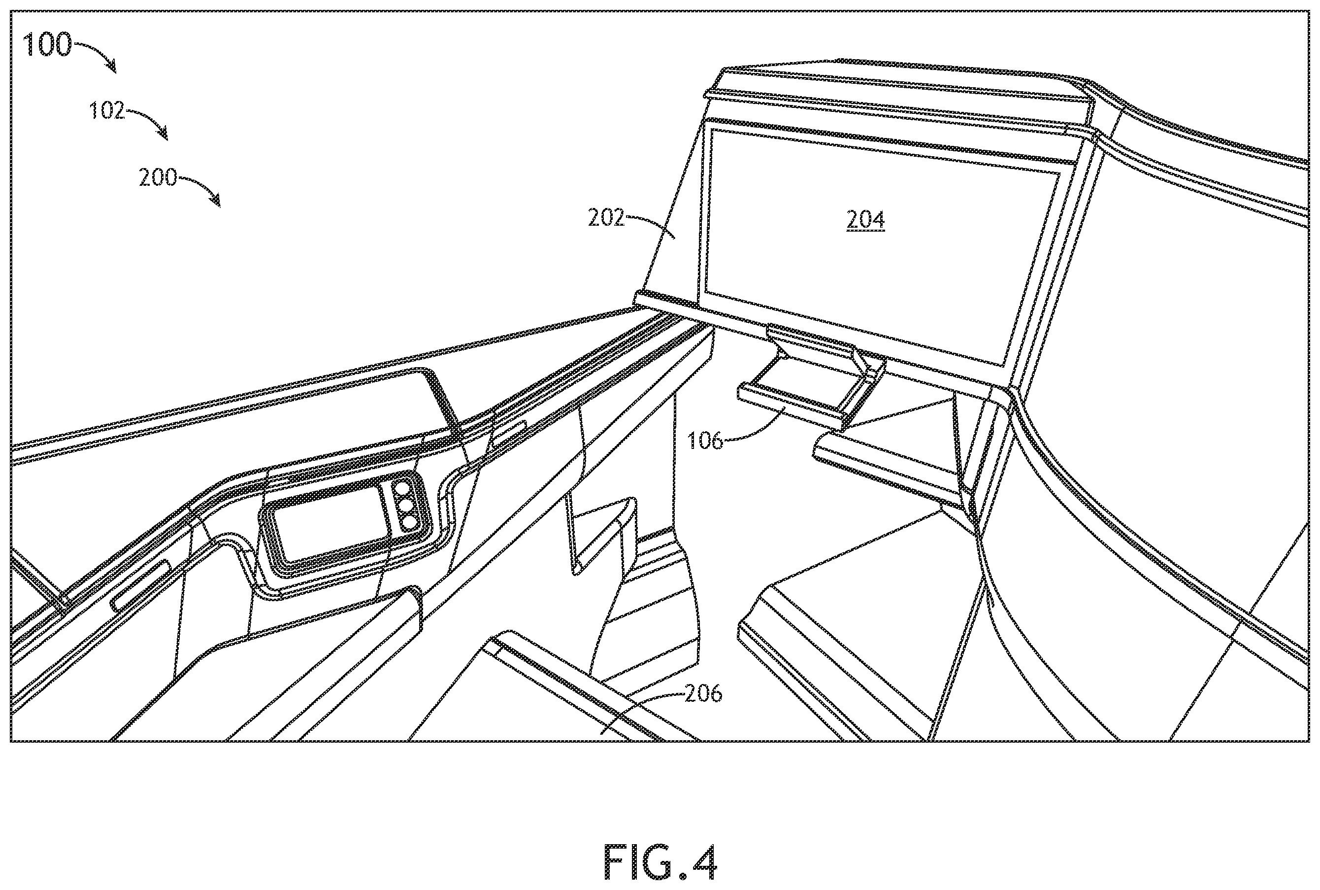 Patent US12134472 Figure 4 – System including stowable tablet holder apparatus