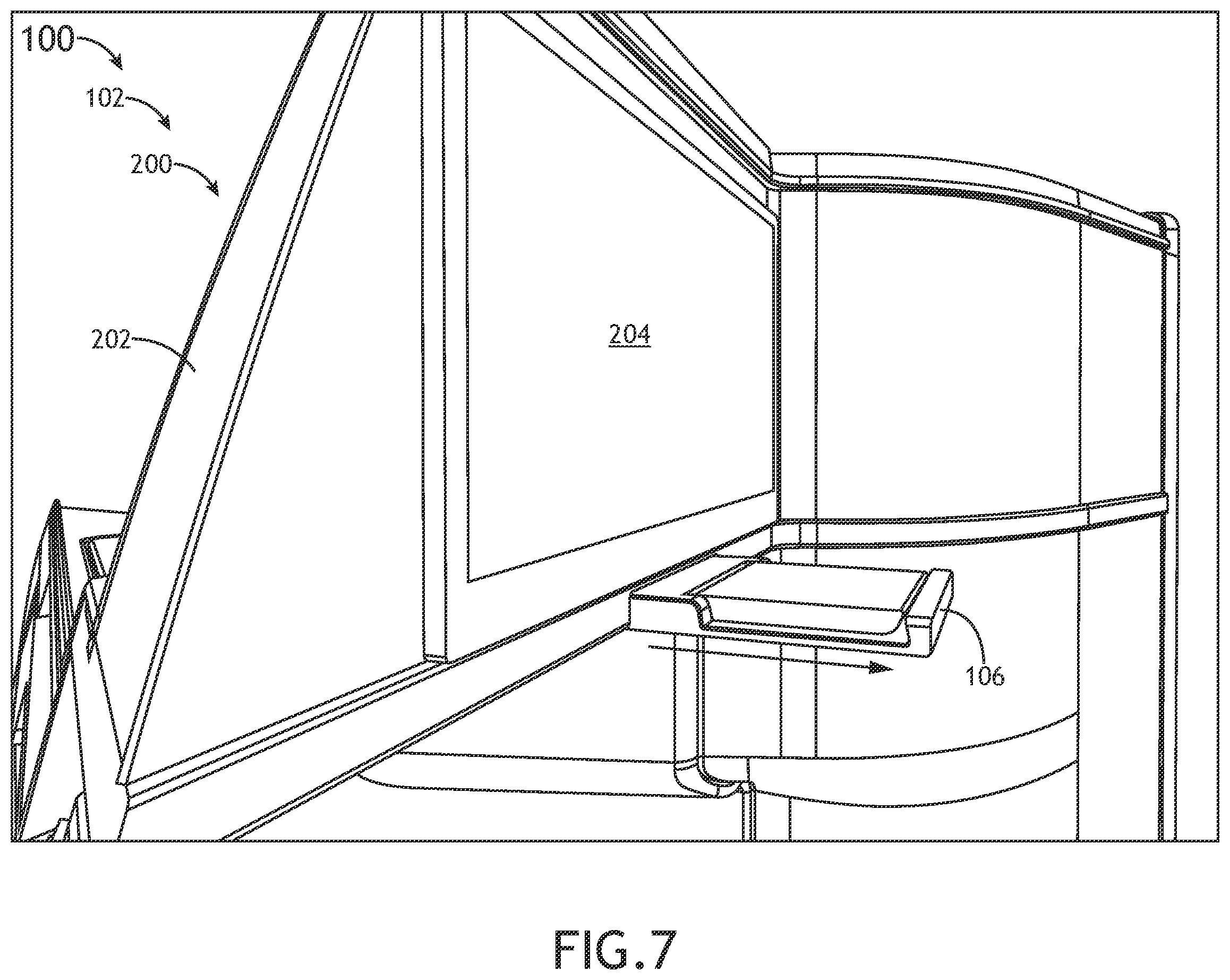 Patent US12134472 Figure 7 – System including stowable tablet holder apparatus