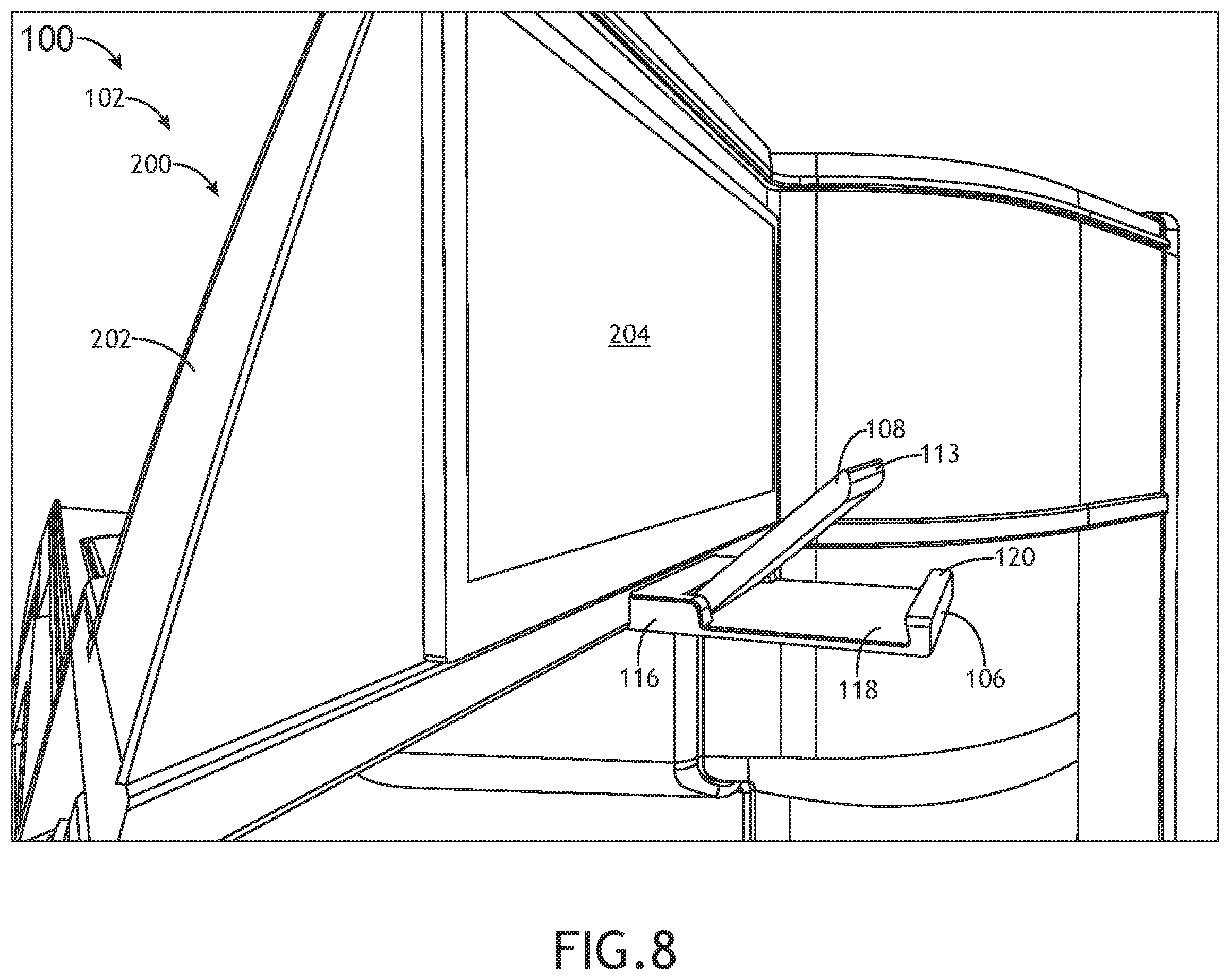 Patent US12134472 Figure 8 – System including stowable tablet holder apparatus