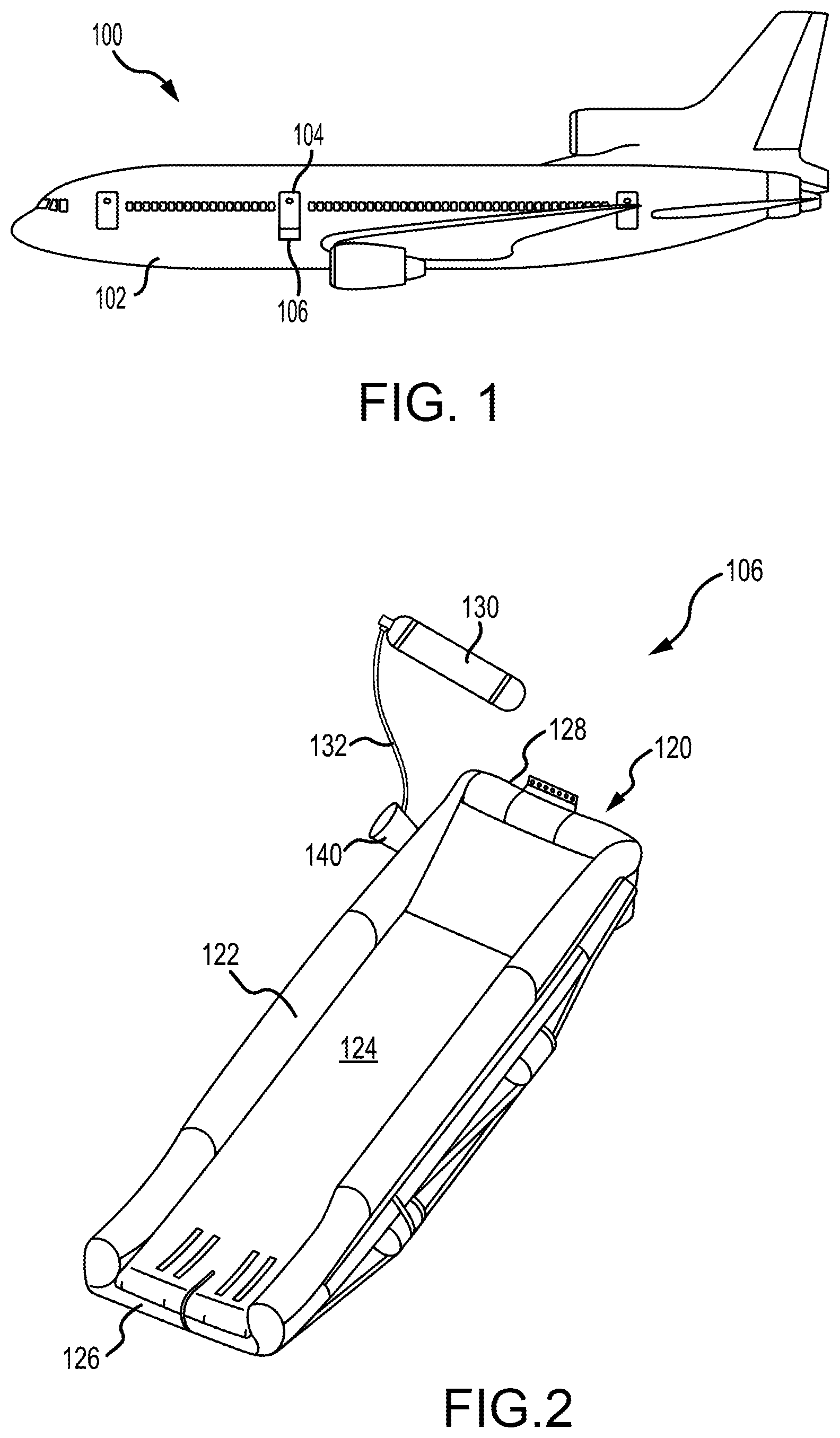 Patent US12134478 Figure 1 – Control systems and methods for inflatable evacuation slide