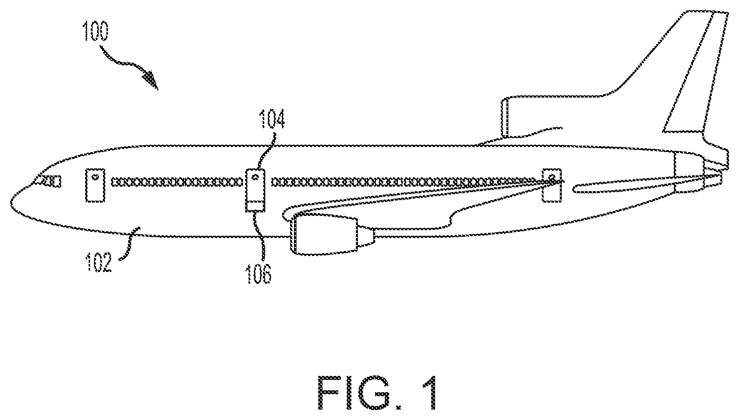 Patent US12134479 Figure 1 – Readiness indicator light system having projection light for evacuation slide