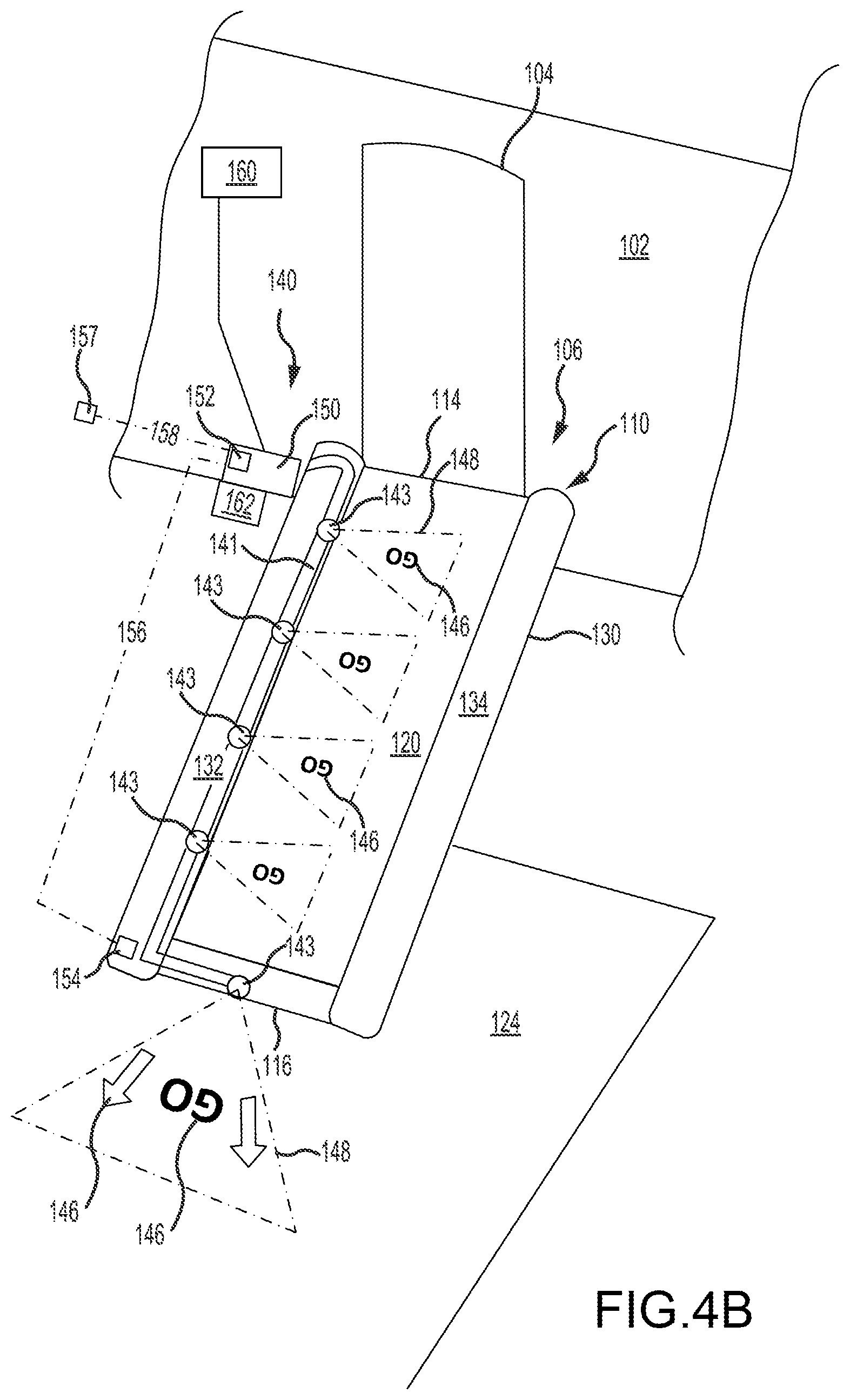 Patent US12134479 Figure 6 – Readiness indicator light system having projection light for evacuation slide