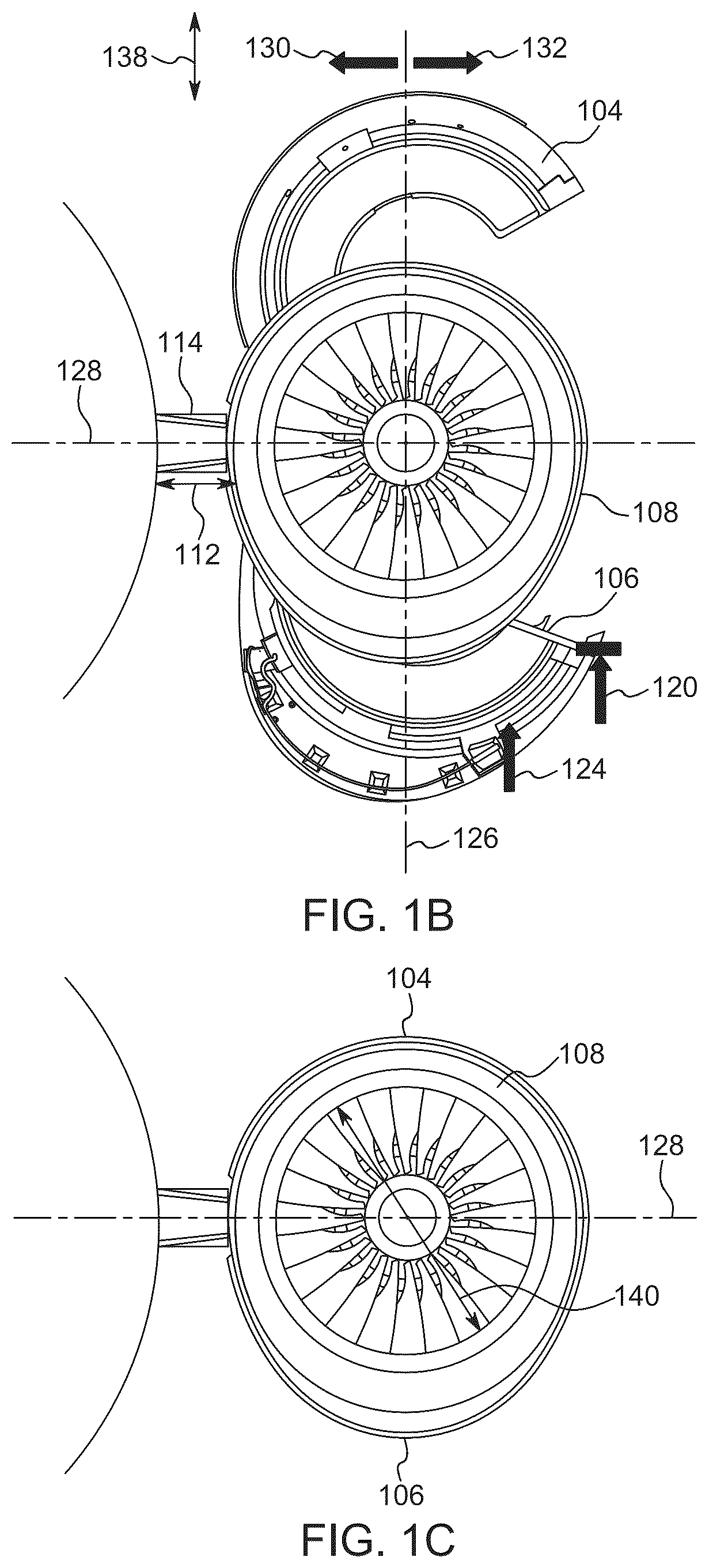 Patent US12134480 Figure 2 – Aircraft engine nacelle cowling mechanism