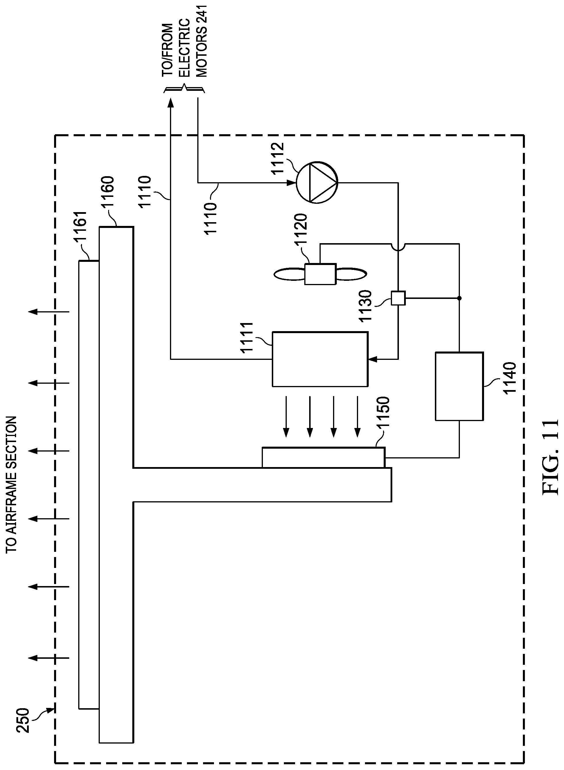 Patent US12134481 Figure 11 – Aircraft thermal management system