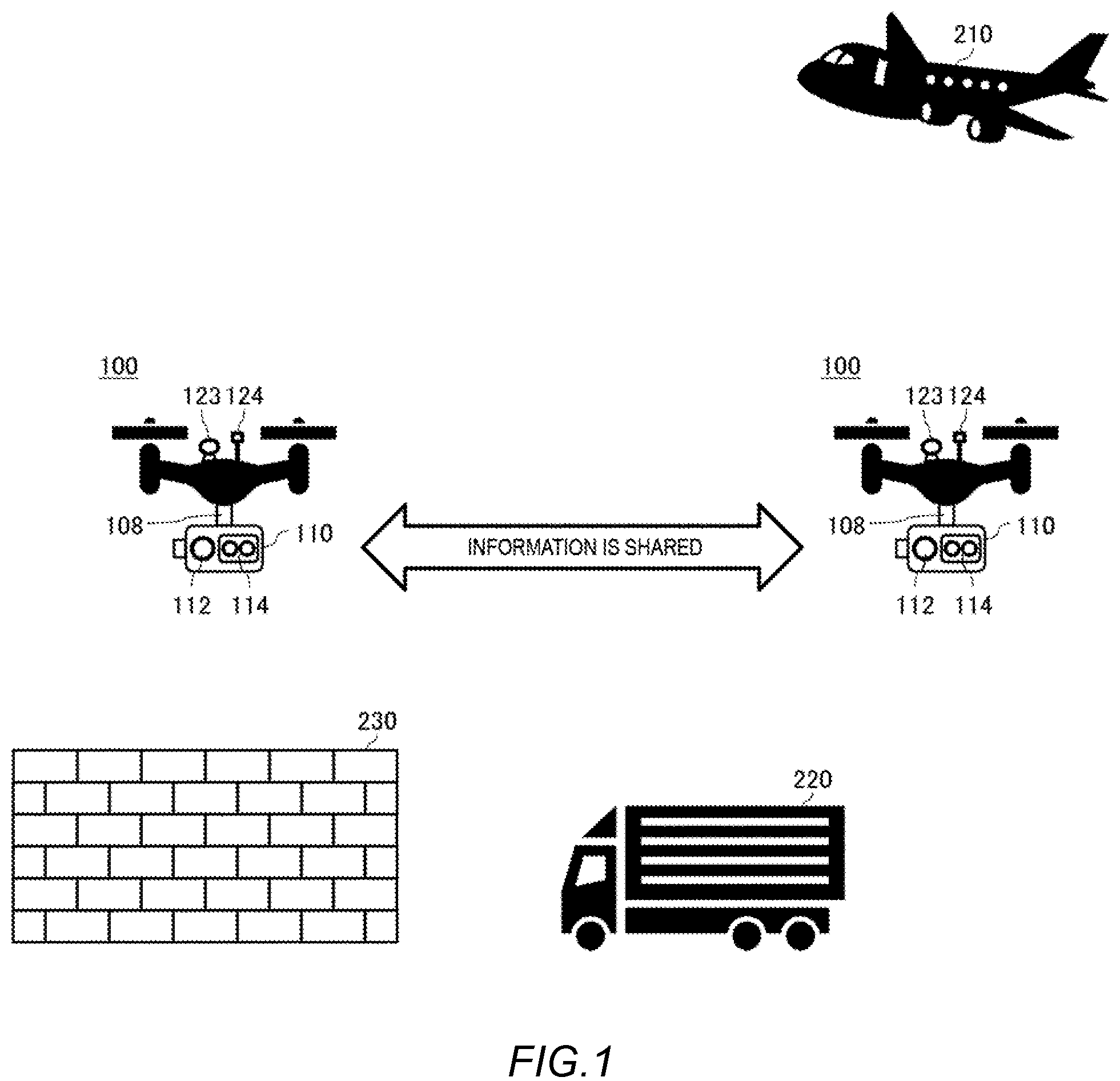 Patent US12134486 — Moving body, system, computer readable recording medium, and control method — Figure 1