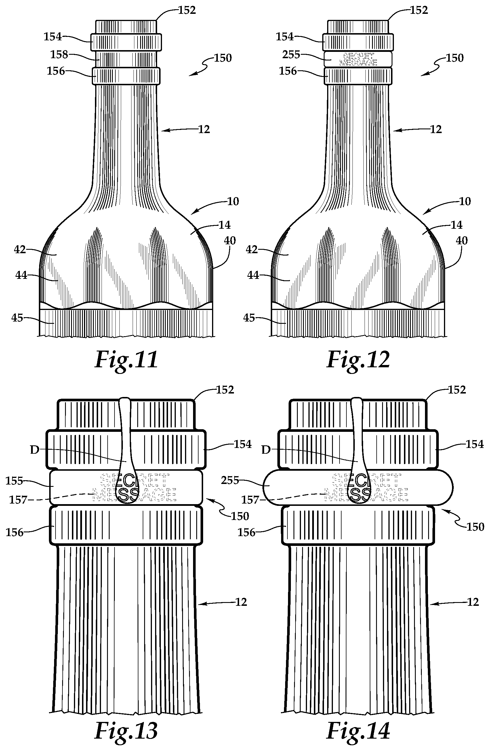 Patent US12134496 Figure 4 – Wine bottle with cork retainer and re-use features