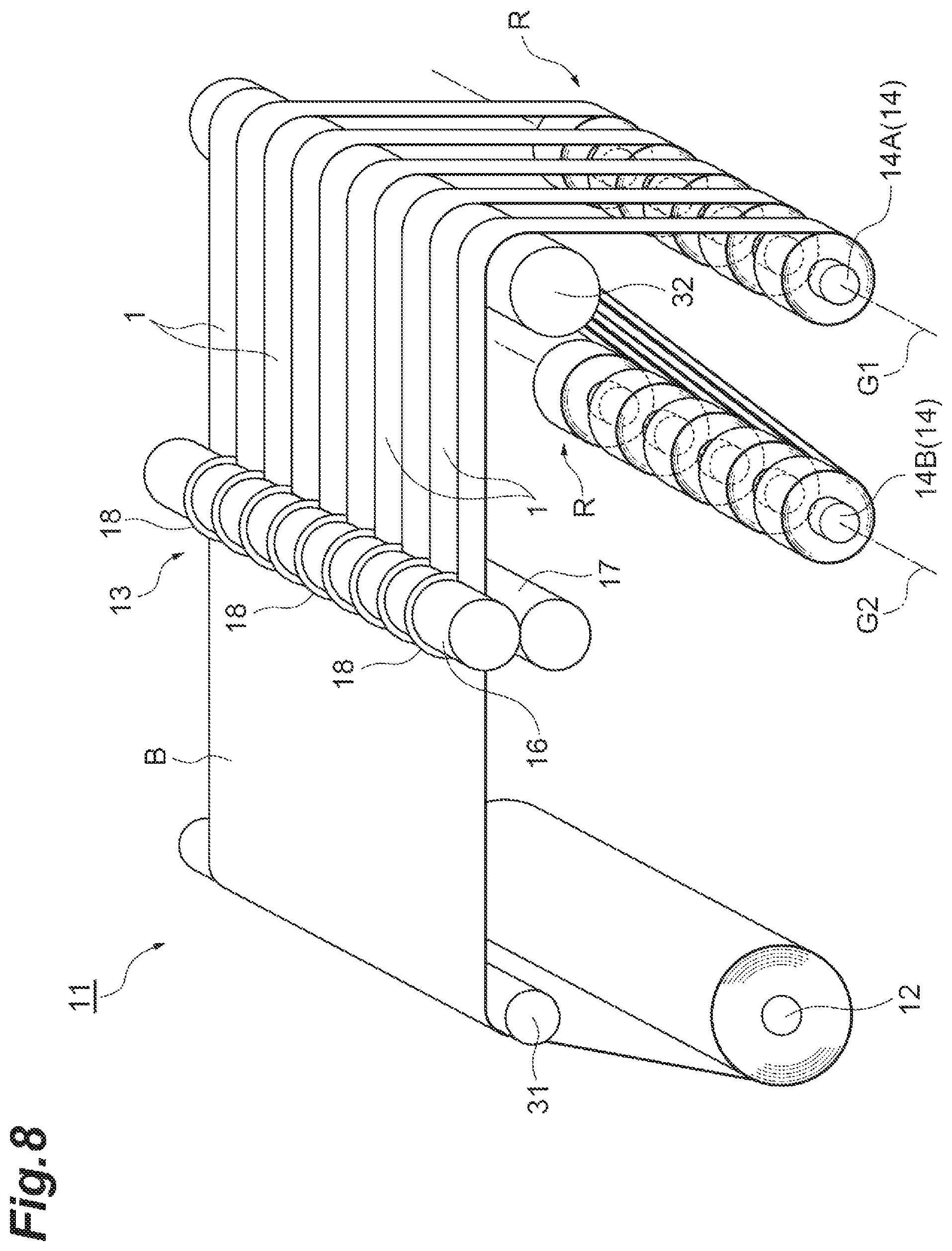Patent US12134534 Figure 8 – Adhesive film production apparatus and adhesive film production method