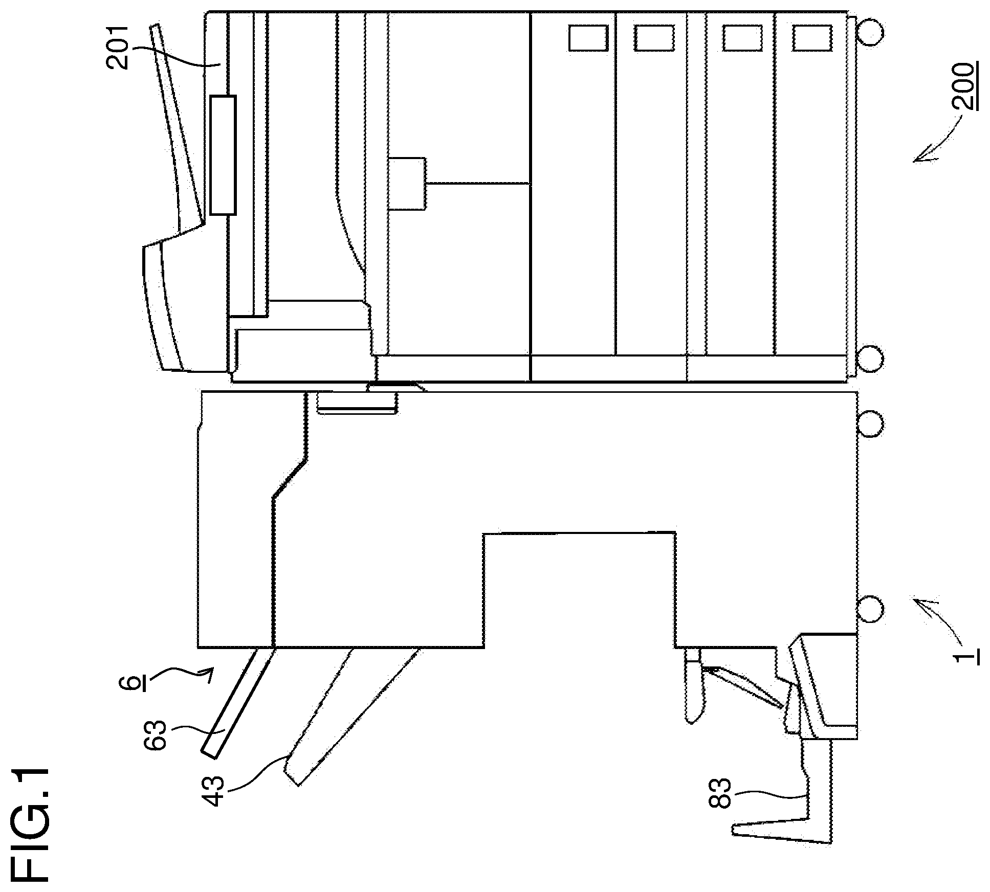 Patent US12134538 Figure 1 – Sheet discharge device and sheet postprocessing device provided therewith