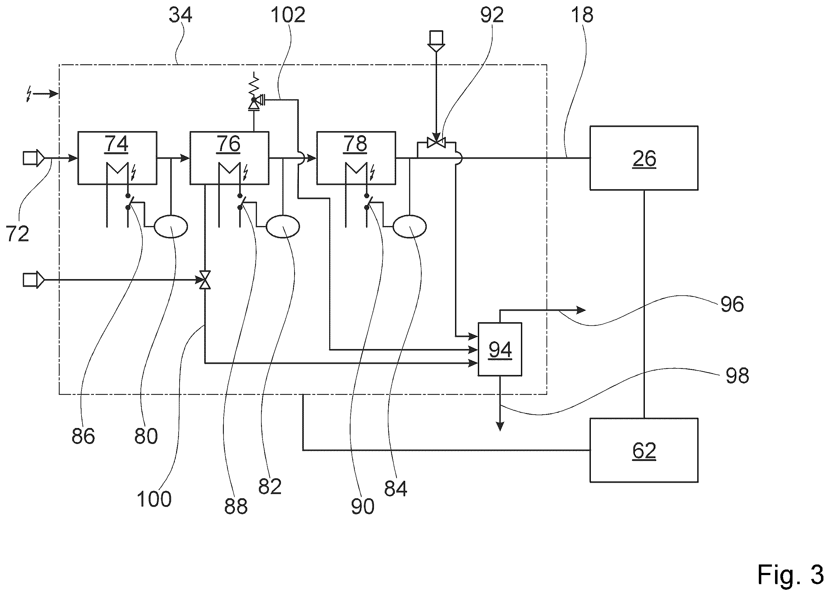 Patent US12134540 Figure 3 – Process for producing at least one filament, vapour-depositing apparatus for carrying out such a process and filament-production installation with such a vapour-depositing apparatus