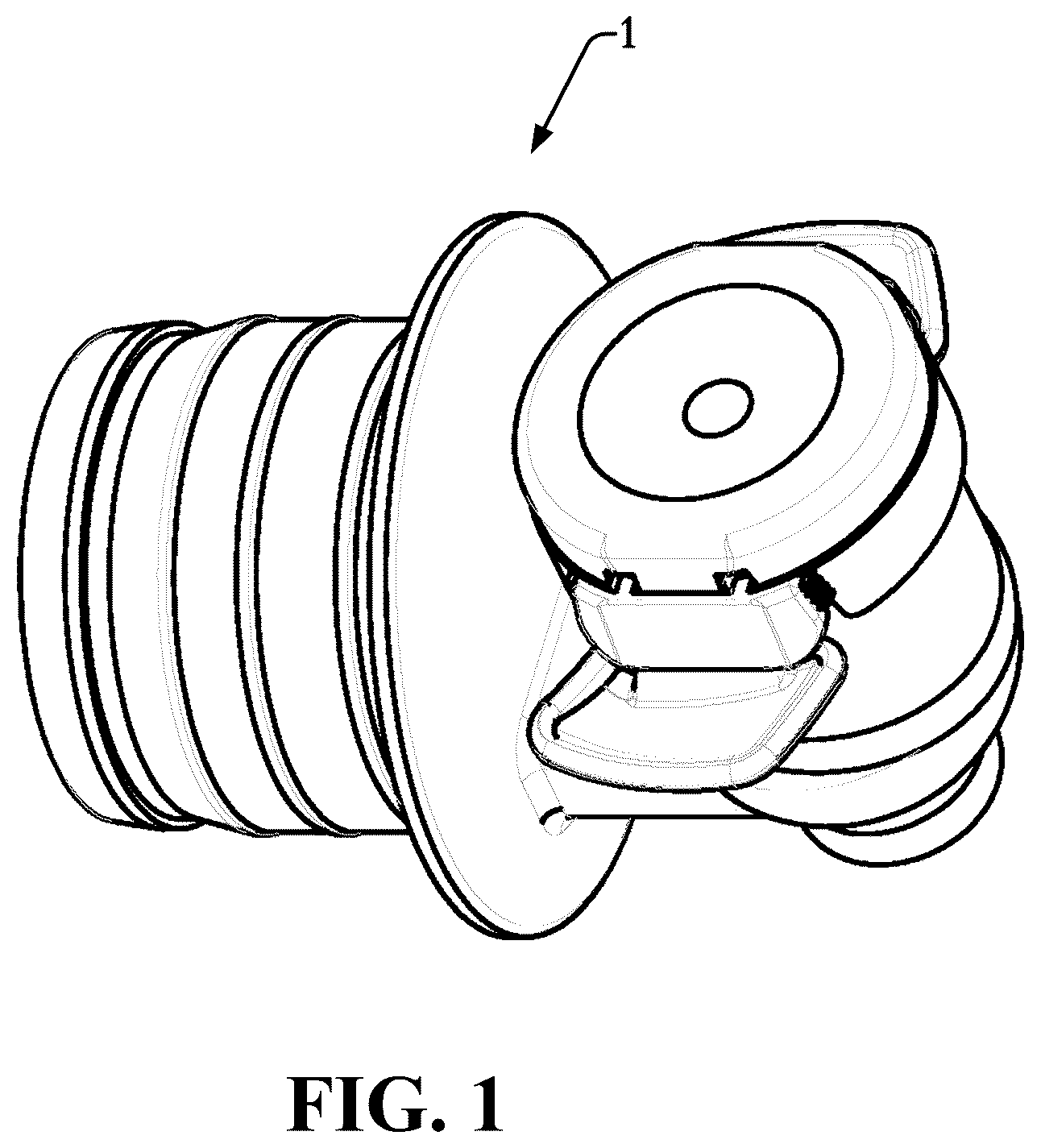 Patent US12134553 — Tamper-preventing liquid dispensing tap with automatic opening — Figure 1