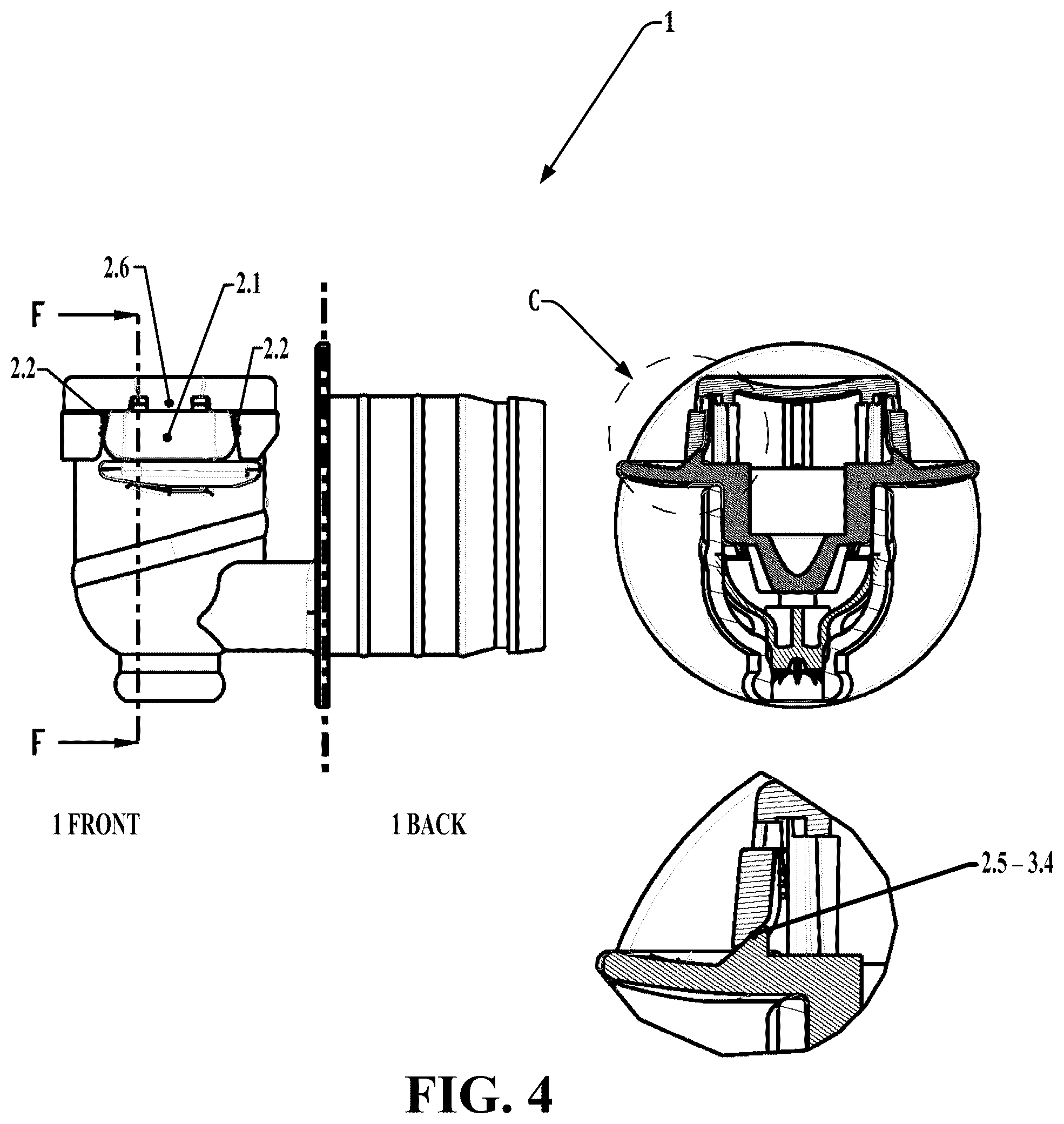Patent US12134553 Figure 4 – Tamper-preventing liquid dispensing tap with automatic opening