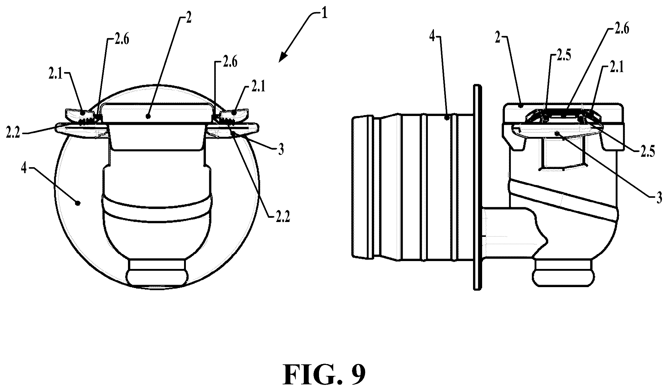 Patent US12134553 Figure 9 – Tamper-preventing liquid dispensing tap with automatic opening