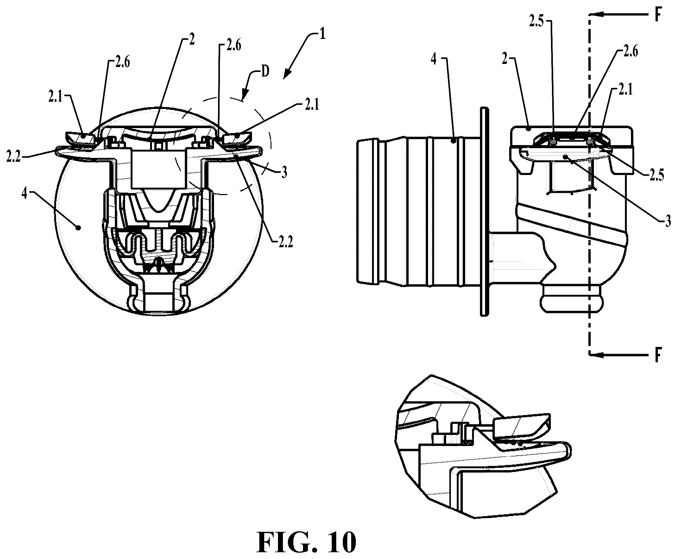 Patent US12134553 Figure 10 – Tamper-preventing liquid dispensing tap with automatic opening