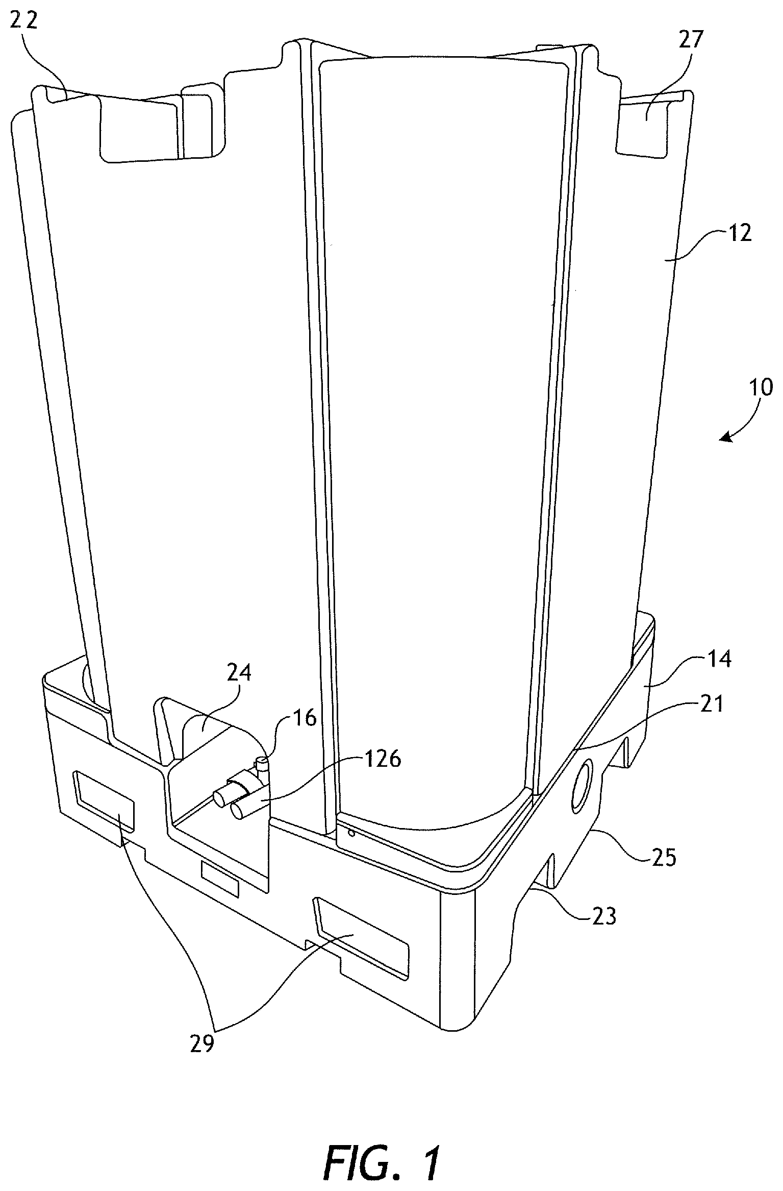 Patent US12134554 Figure 1 – Intermediate bulk container, valve and connector system