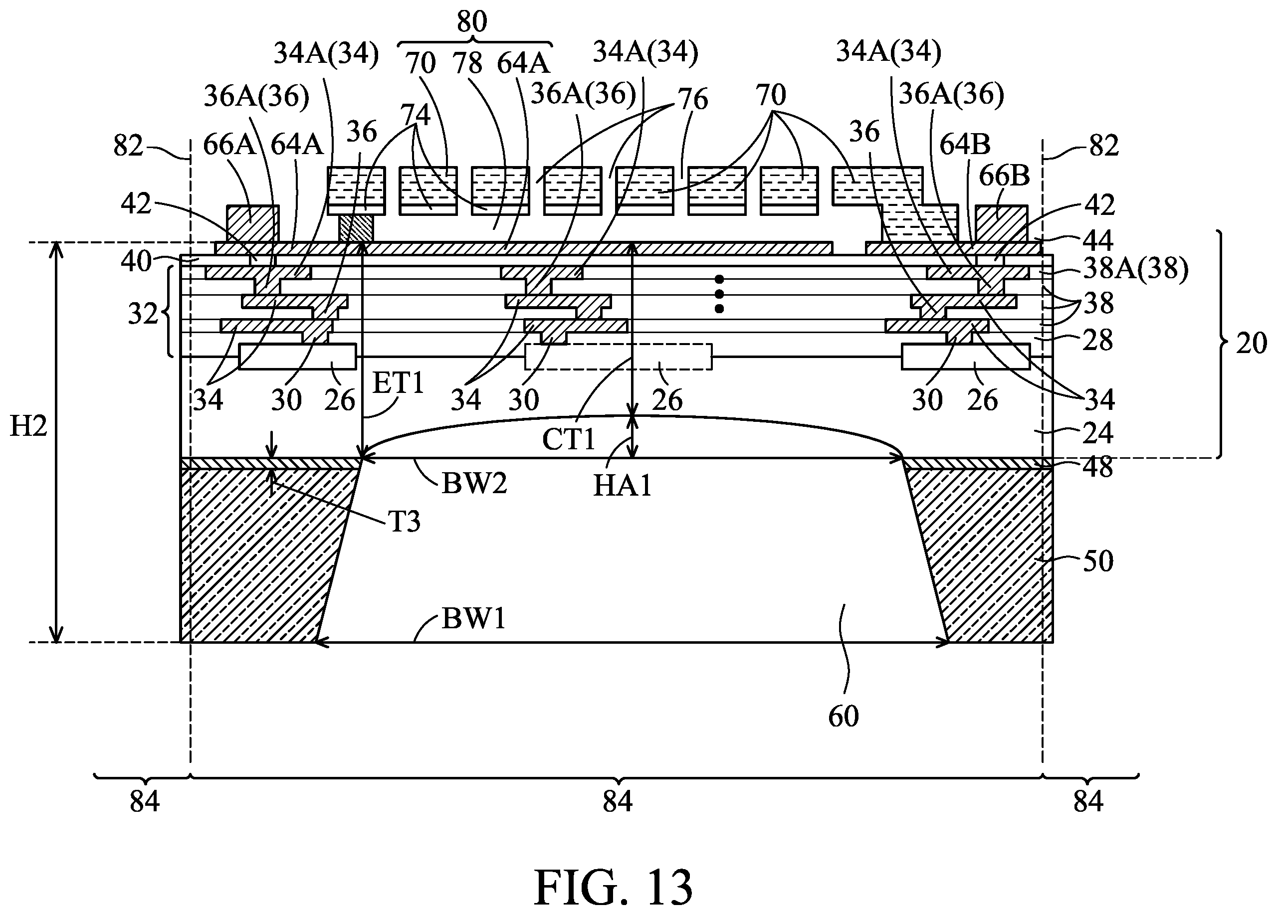 Patent US12134557 Figure 13 – Arched membrane structure for MEMS device