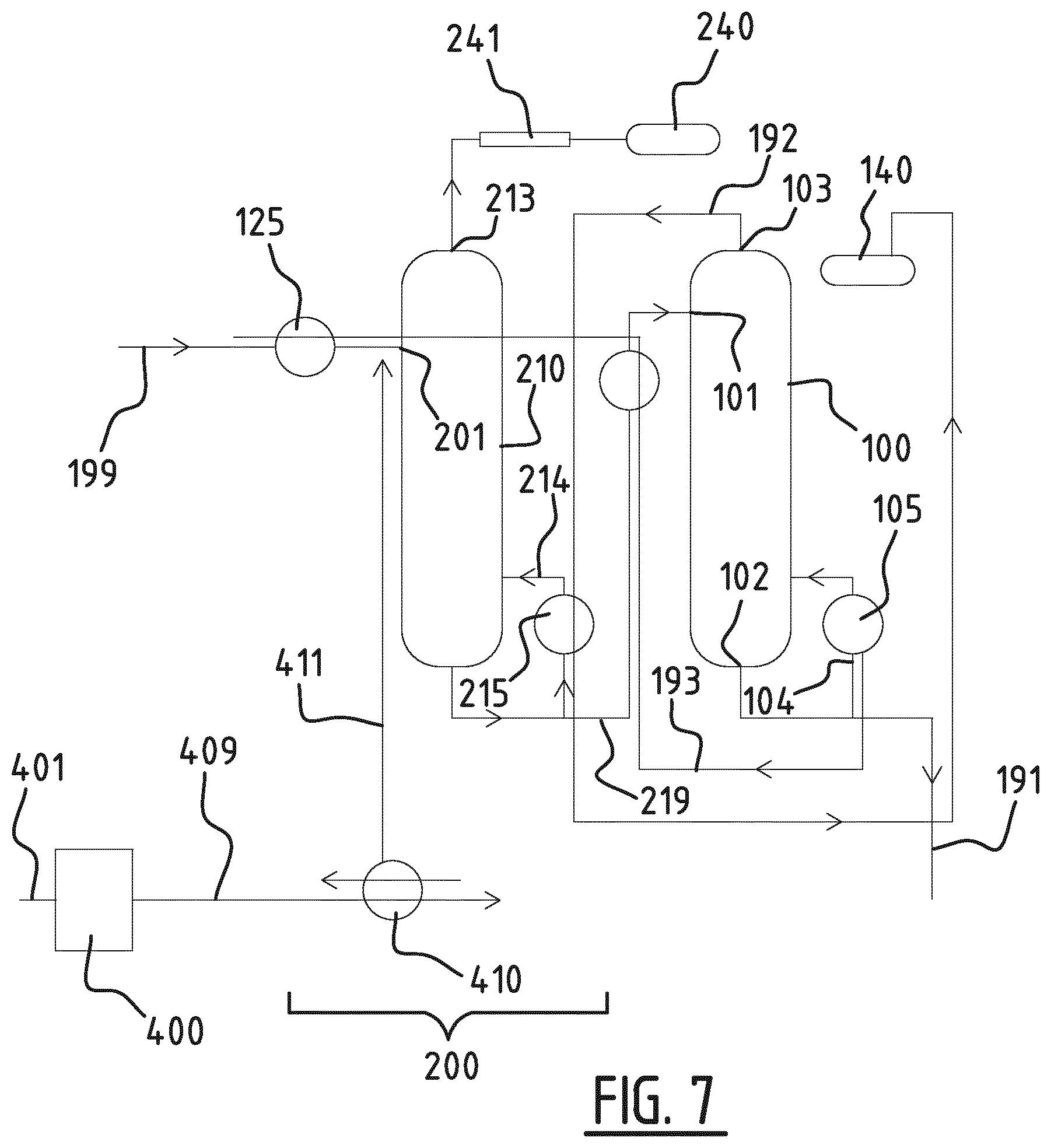 Patent US12134592 Figure 7 – Separation method and reactor system for a glycol-water mixture