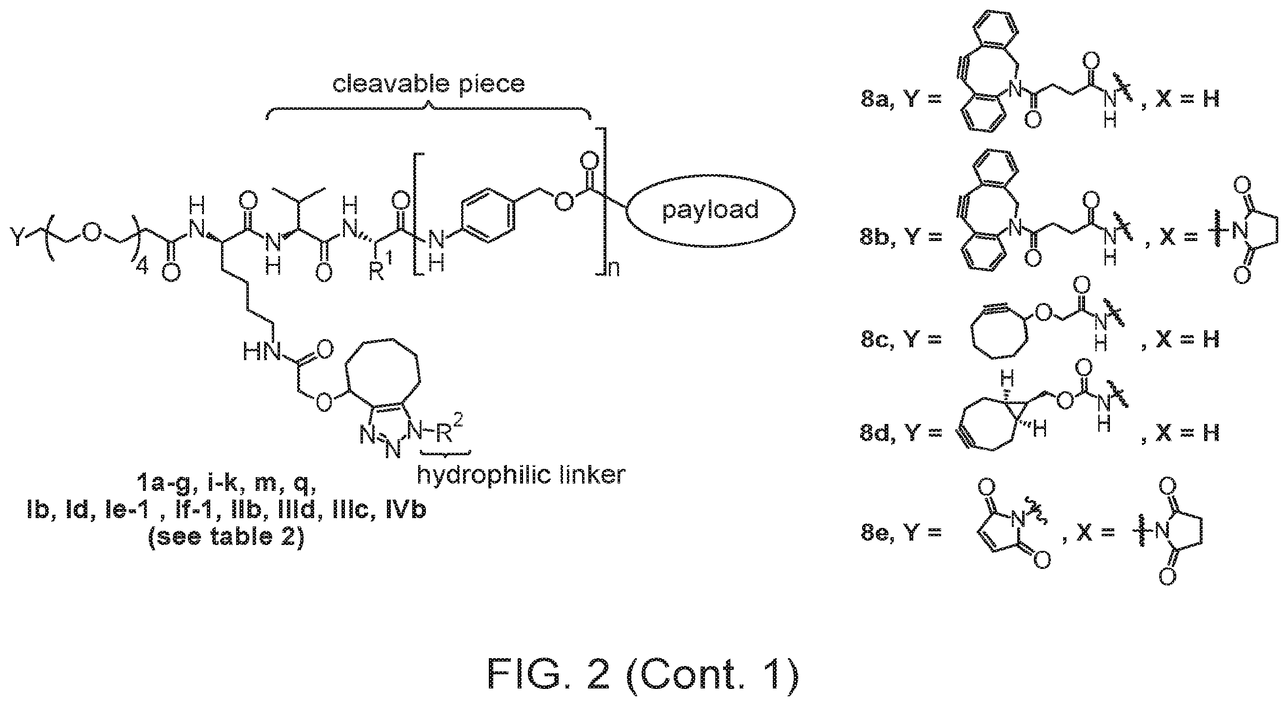 Patent US12134631 Figure 4 – Hydrophilic linkers for antibody drug conjugates