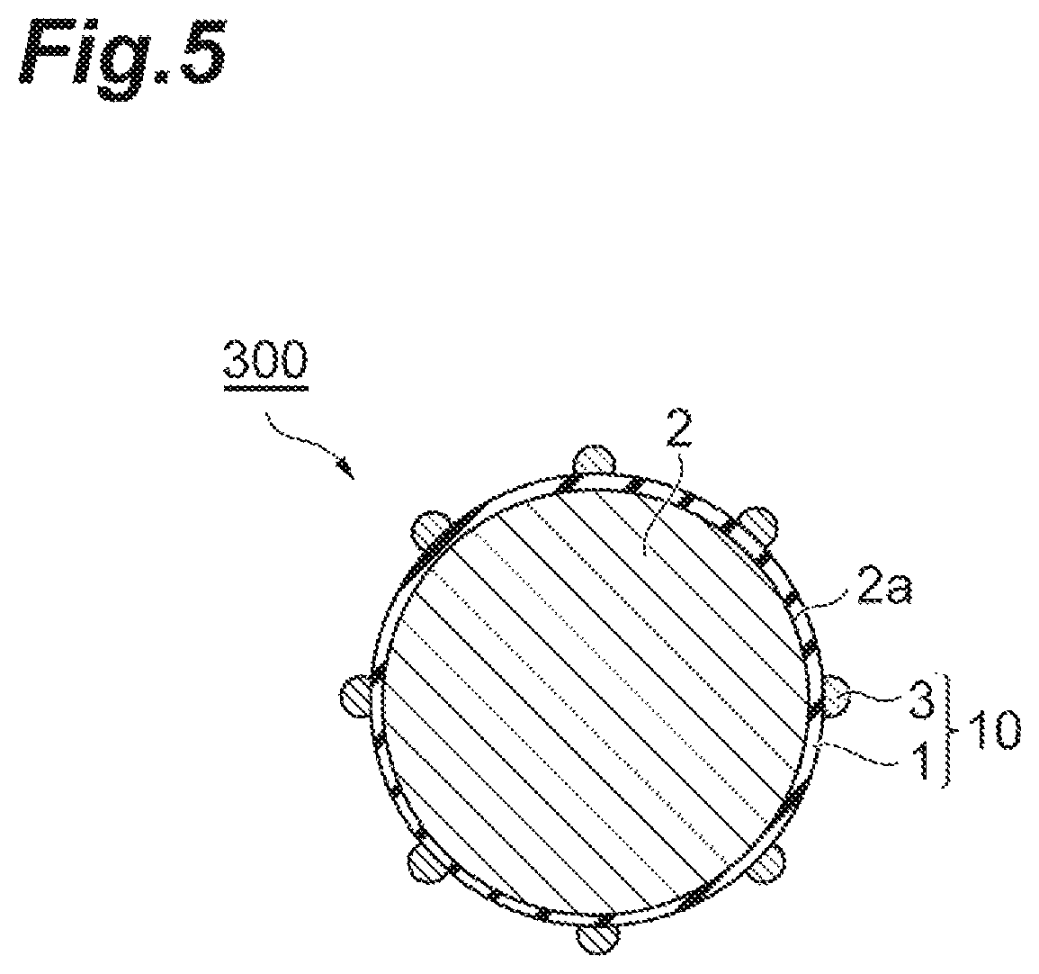 Patent US12134708 Figure 5 – Treatment agent for treating particles, water- repellent particles and production method therefor, water-repellent layer, and penetration preventing structure