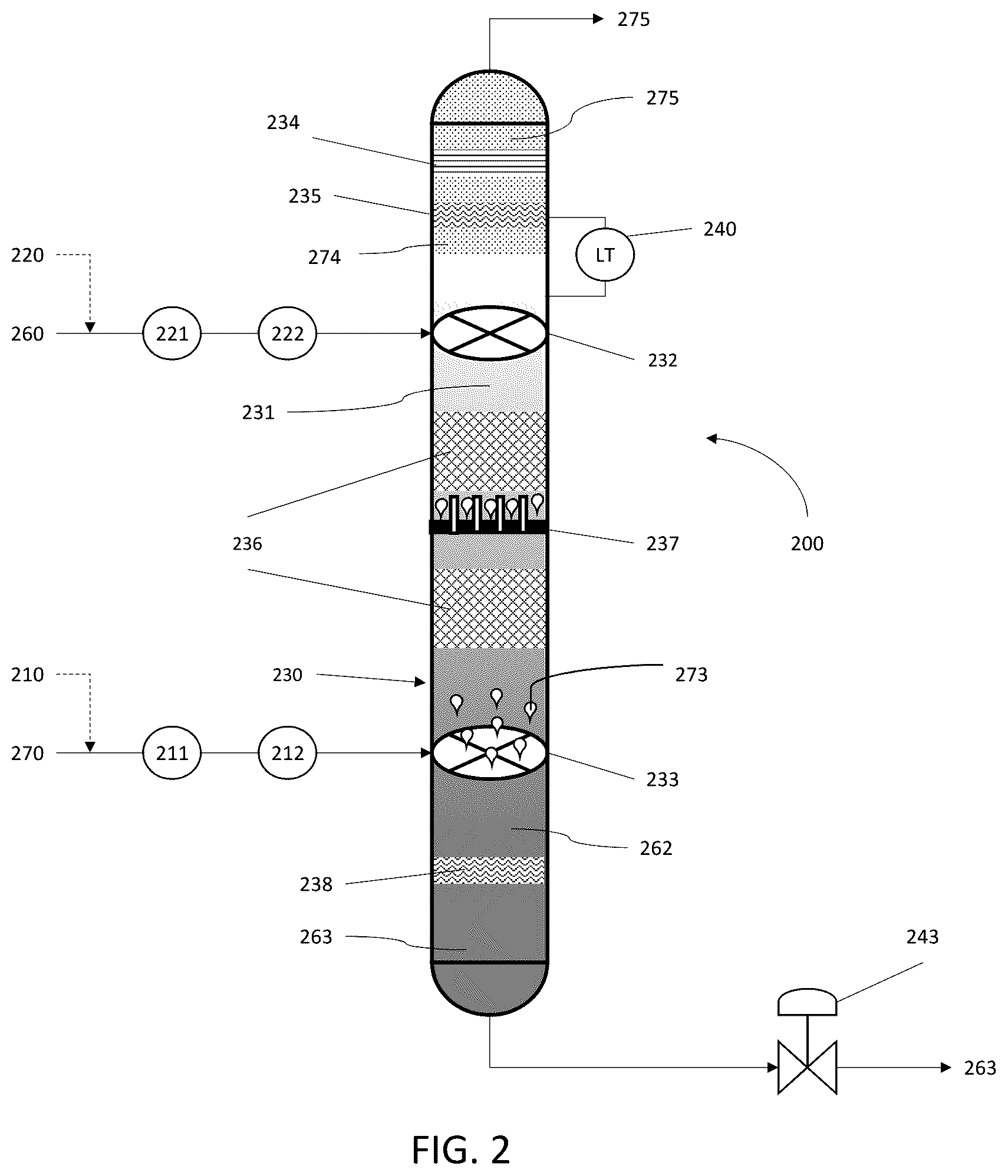 Patent US12134739 Figure 2 – Systems and methods for crude oil desalting and dehydration in a vertical vessel