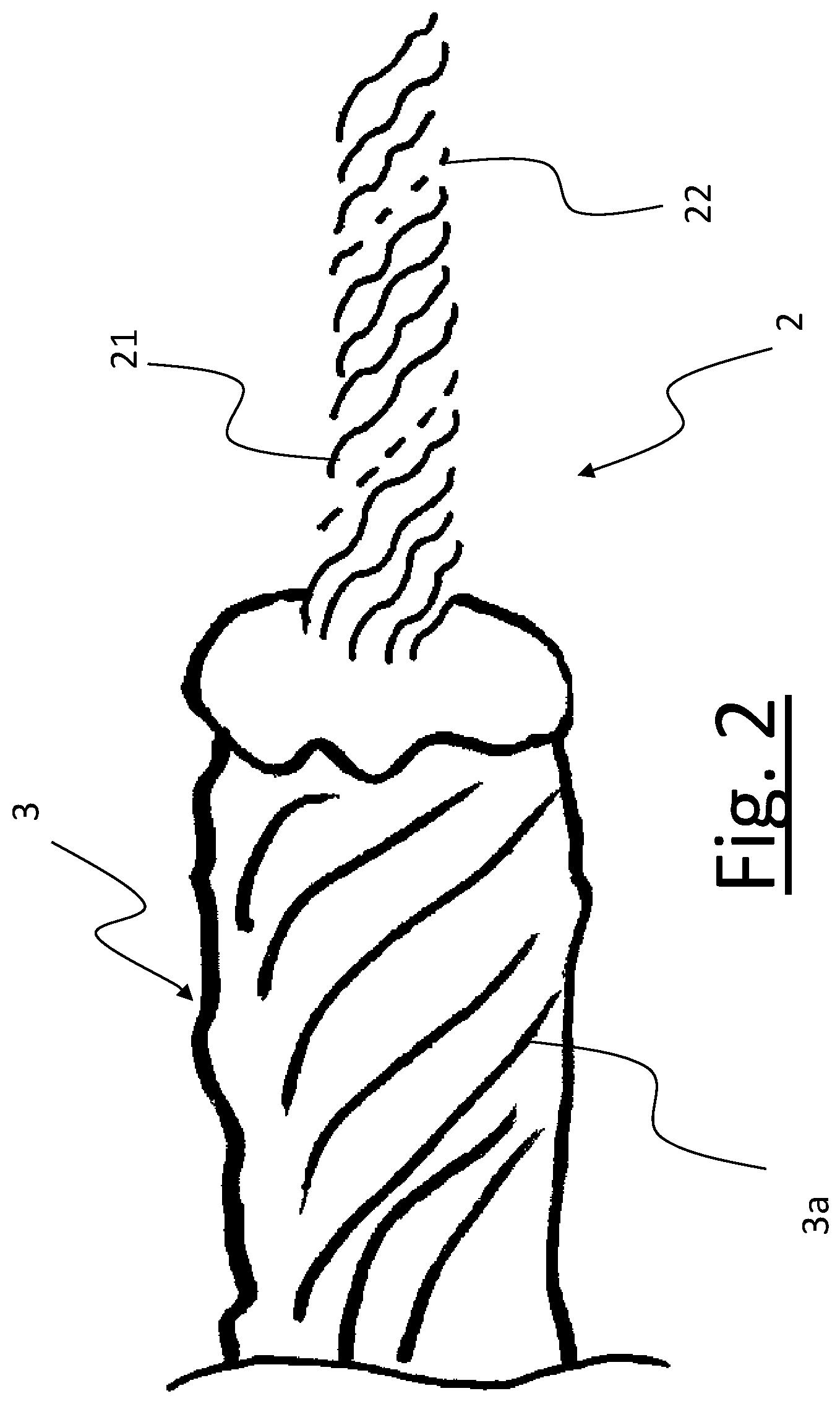 Patent US12134840 Figure 2 – Yarn comprising a core and a sheath