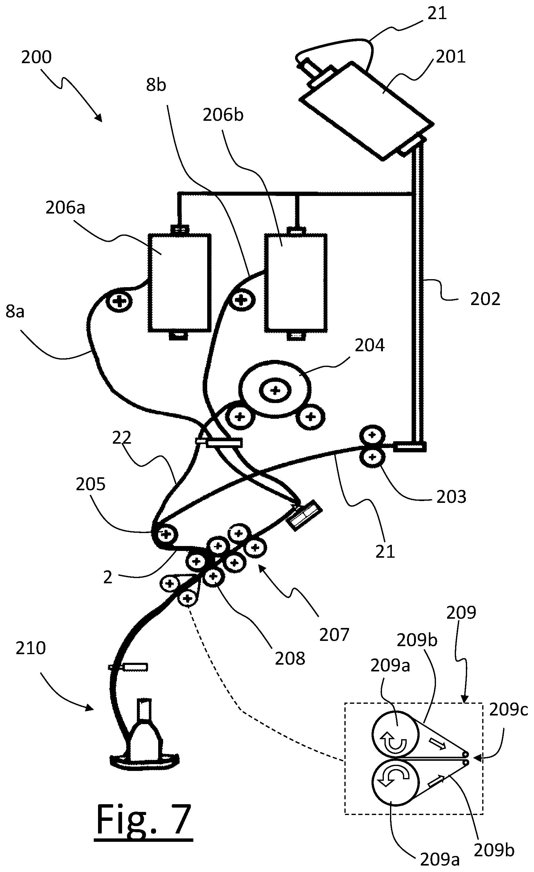 Patent US12134840 Figure 7 – Yarn comprising a core and a sheath