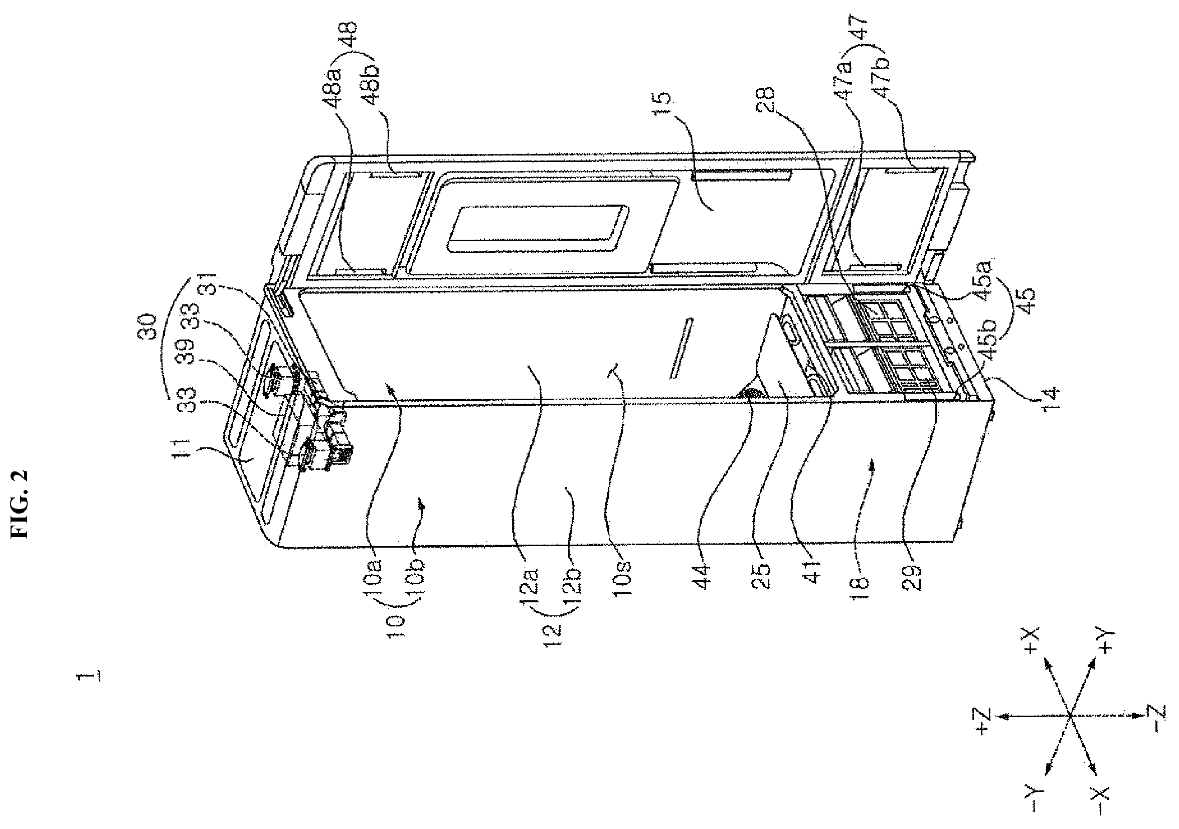 Patent US12134853 Figure 2 – Clothes treatment apparatus