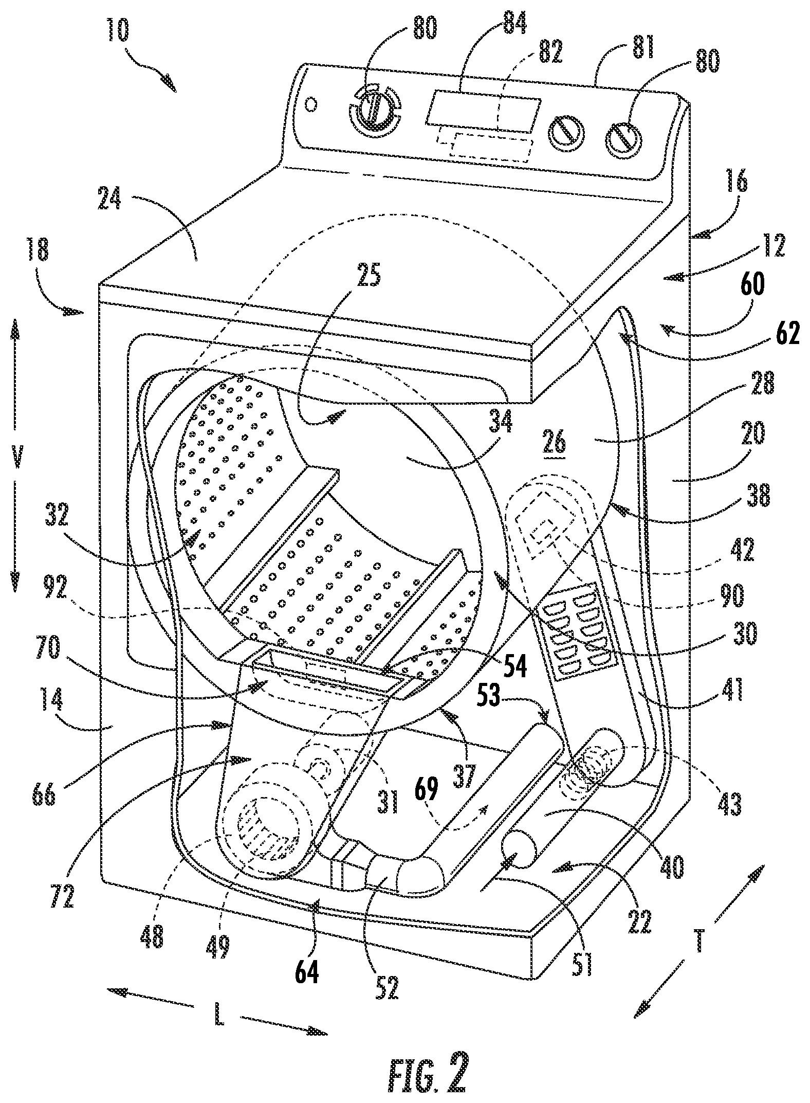 Patent US12134854 Figure 2 – Dryer appliance and methods for detecting vent obstruction