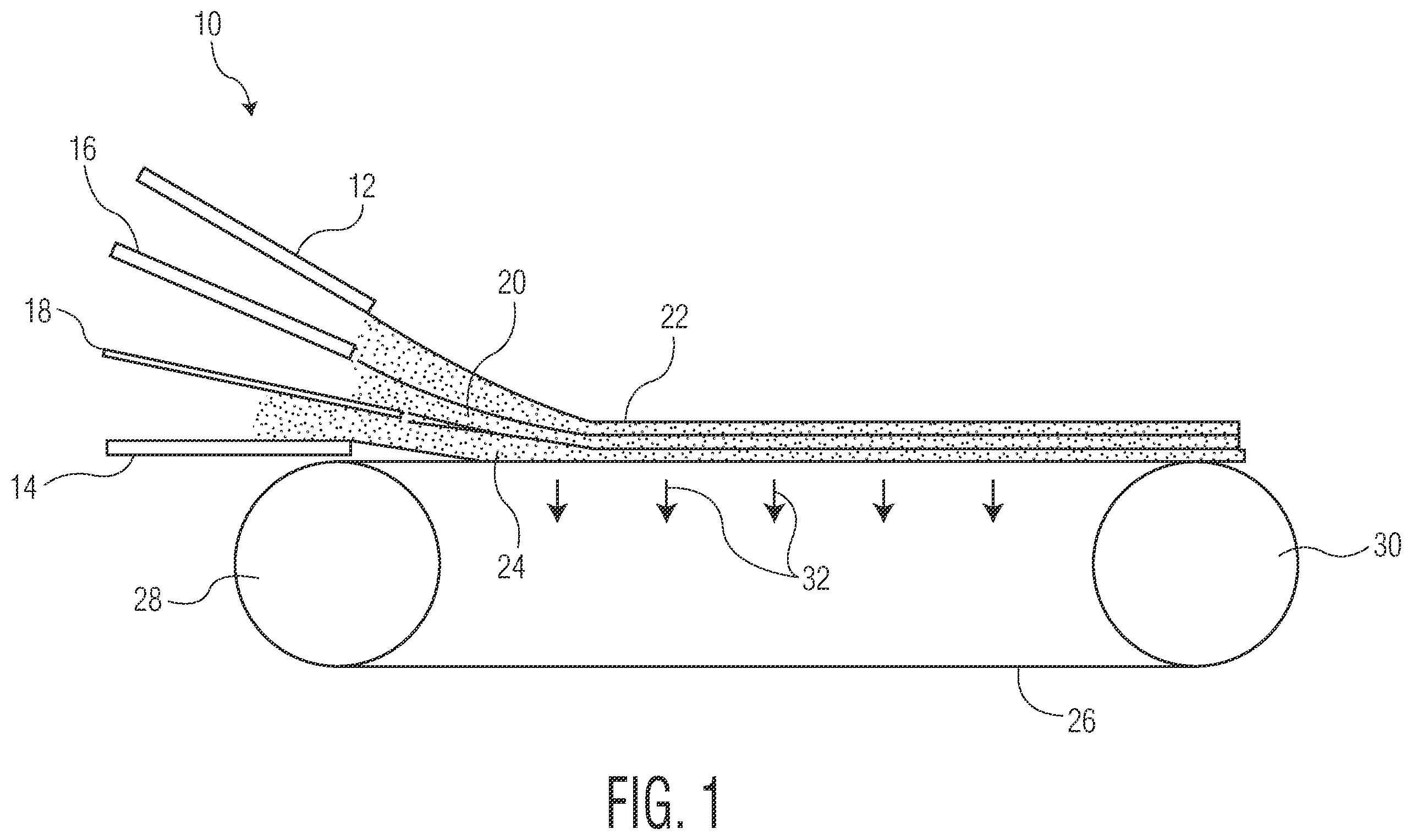Patent US12134861 Figure 1 – Durable and dispersible creped single ply tissue