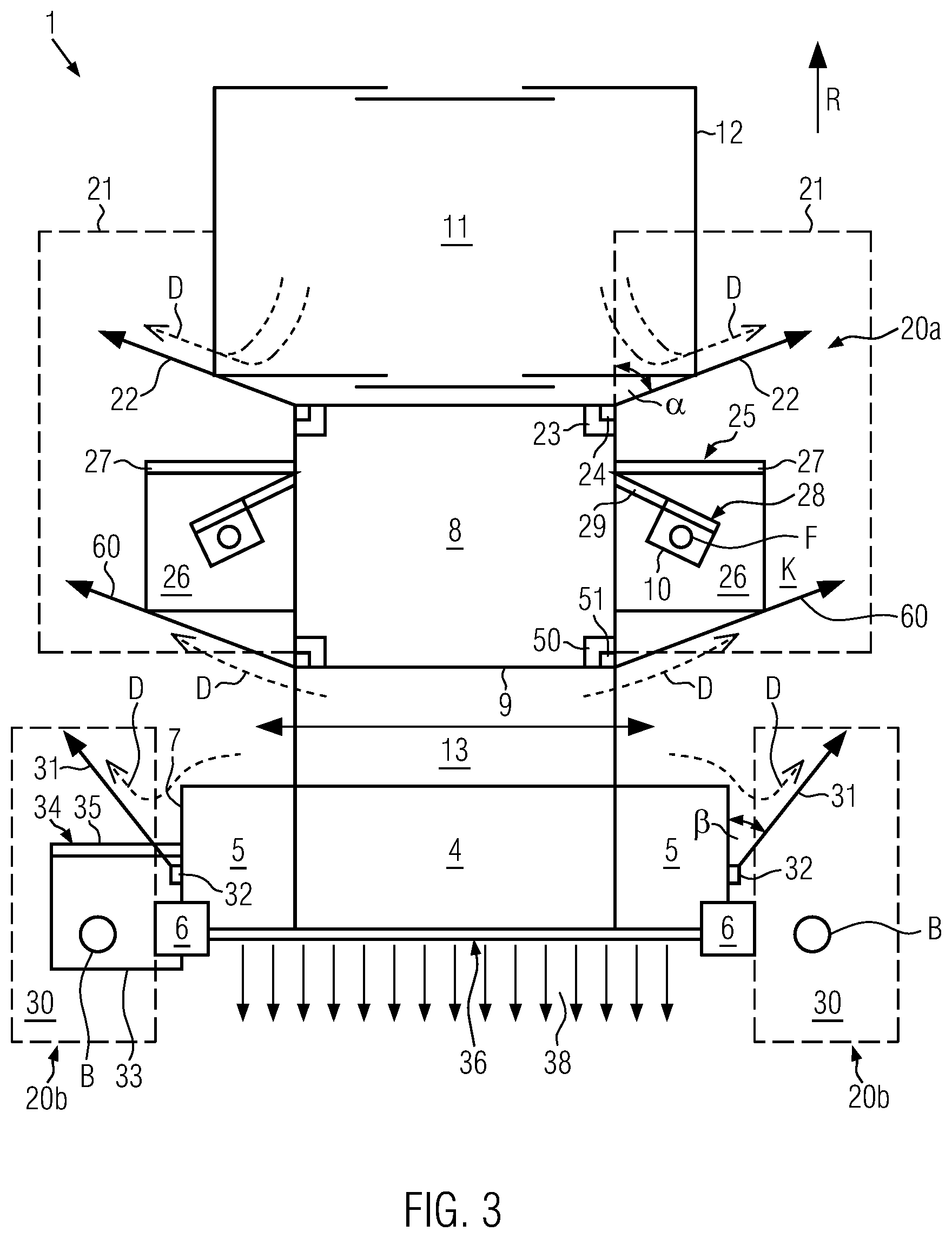 Patent US12134865 Figure 3 – Road construction machine with air barrier device and method