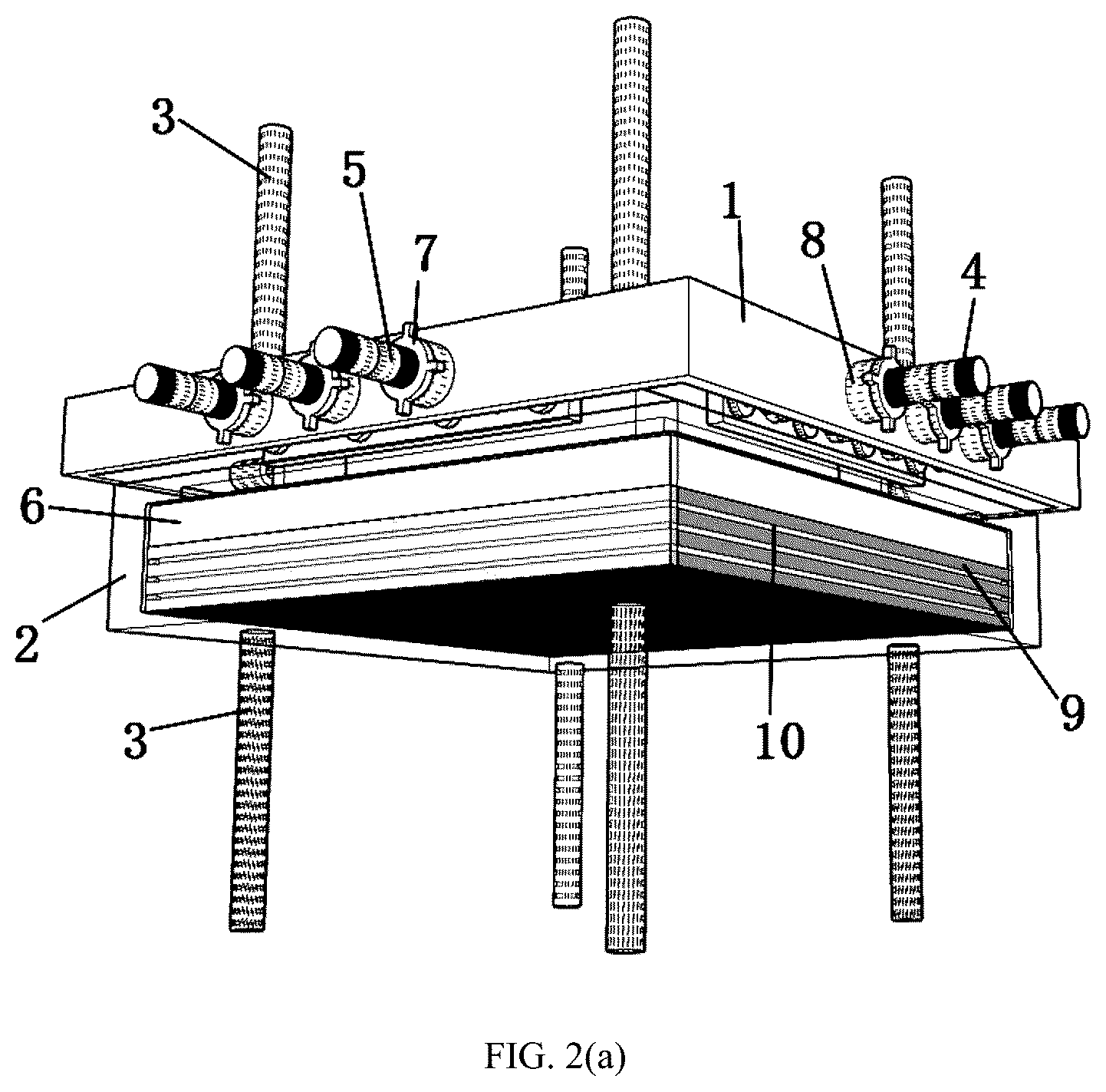 Patent US12134868 Figure 2 – Oil pressure type seismic mitigation and isolation support and use method thereof