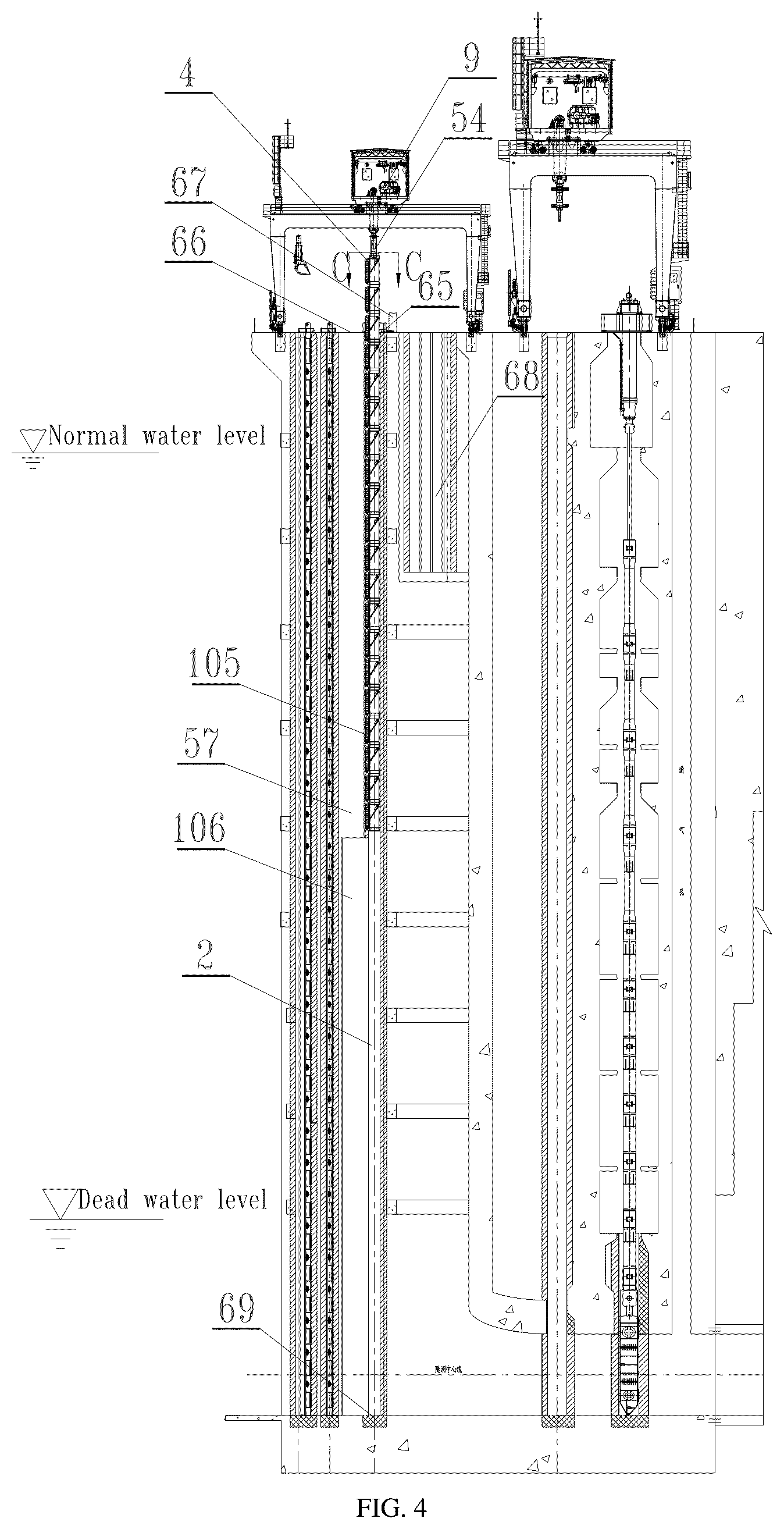 Patent US12134872 Figure 4 – High-efficient swift stepless layering water taking gate device