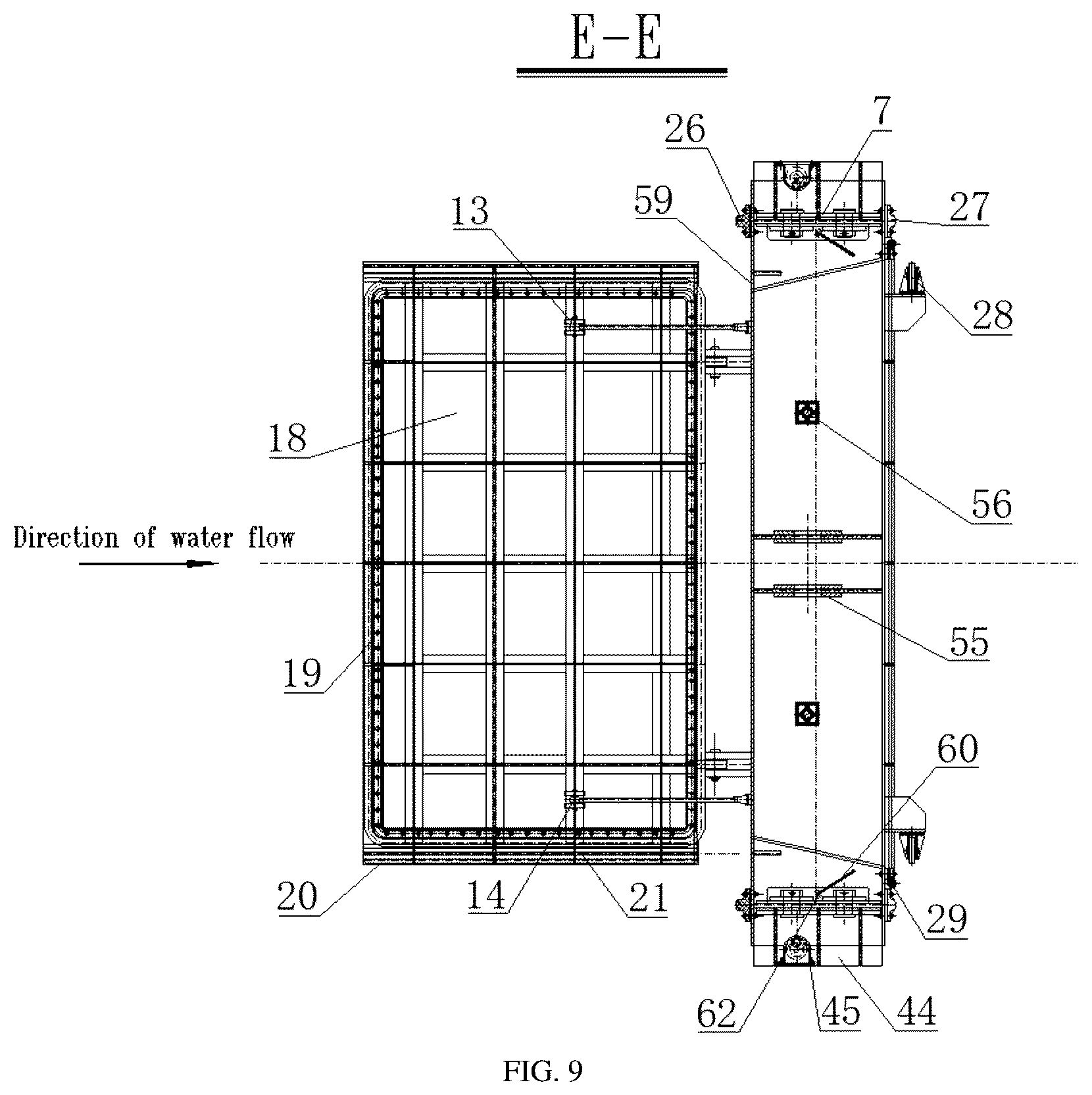 Patent US12134872 Figure 8 – High-efficient swift stepless layering water taking gate device