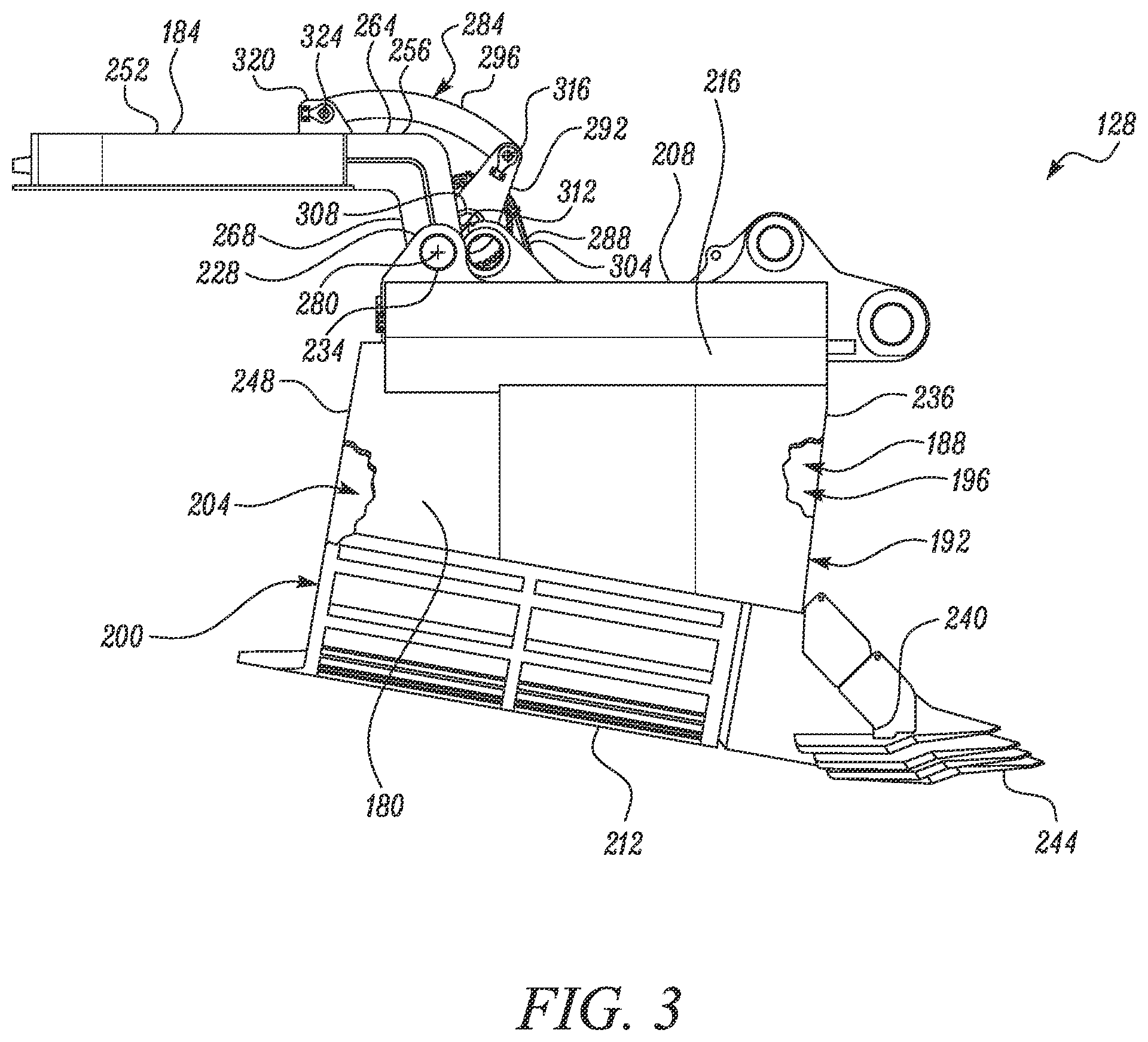Patent US12134874 Figure 3 – Snubber system for retarding swinging movement of doors of dippers