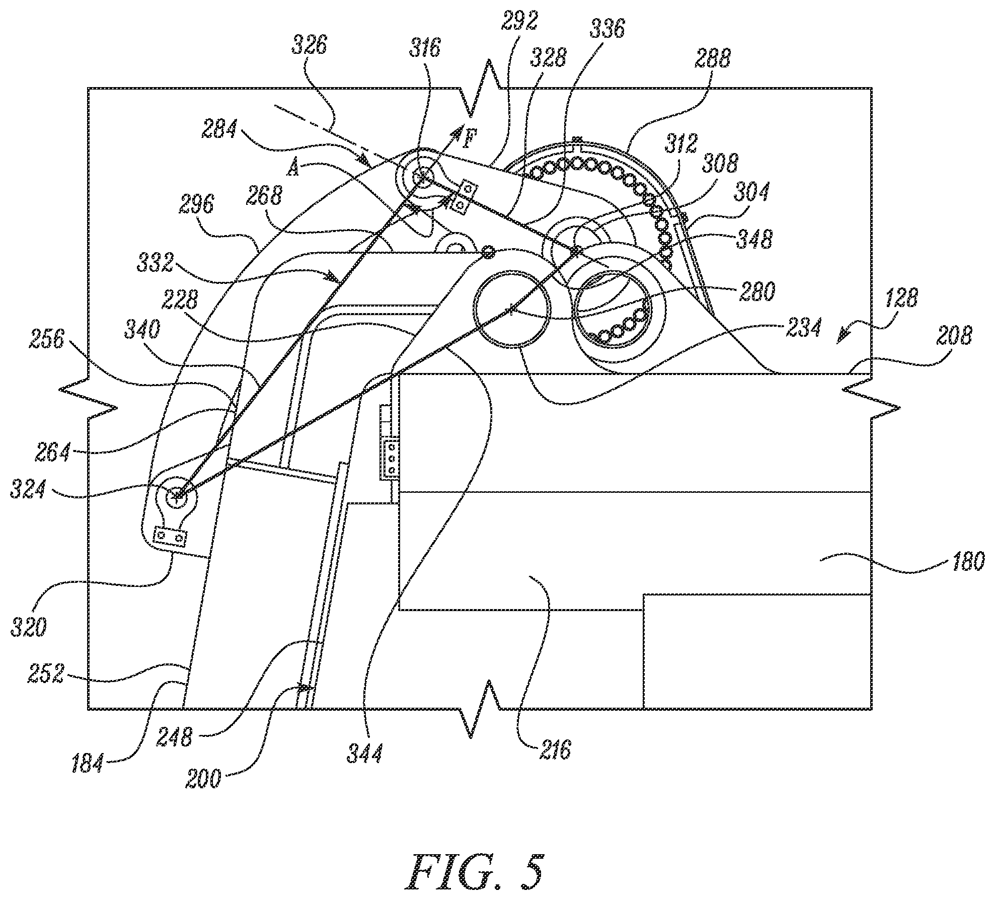 Patent US12134874 Figure 5 – Snubber system for retarding swinging movement of doors of dippers