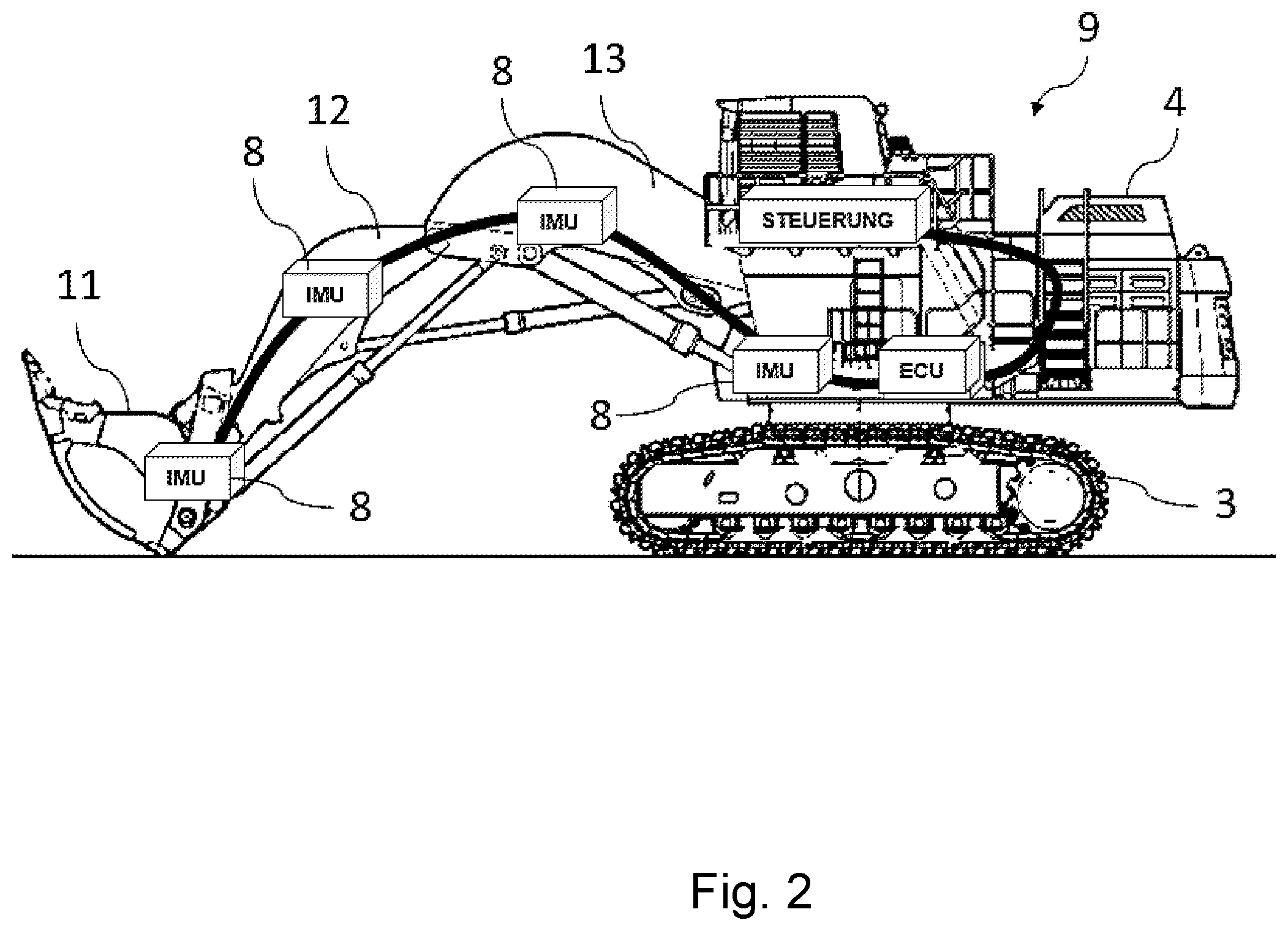 Patent US12134879 Figure 2 – Method of determining an angle of a tool of a machine