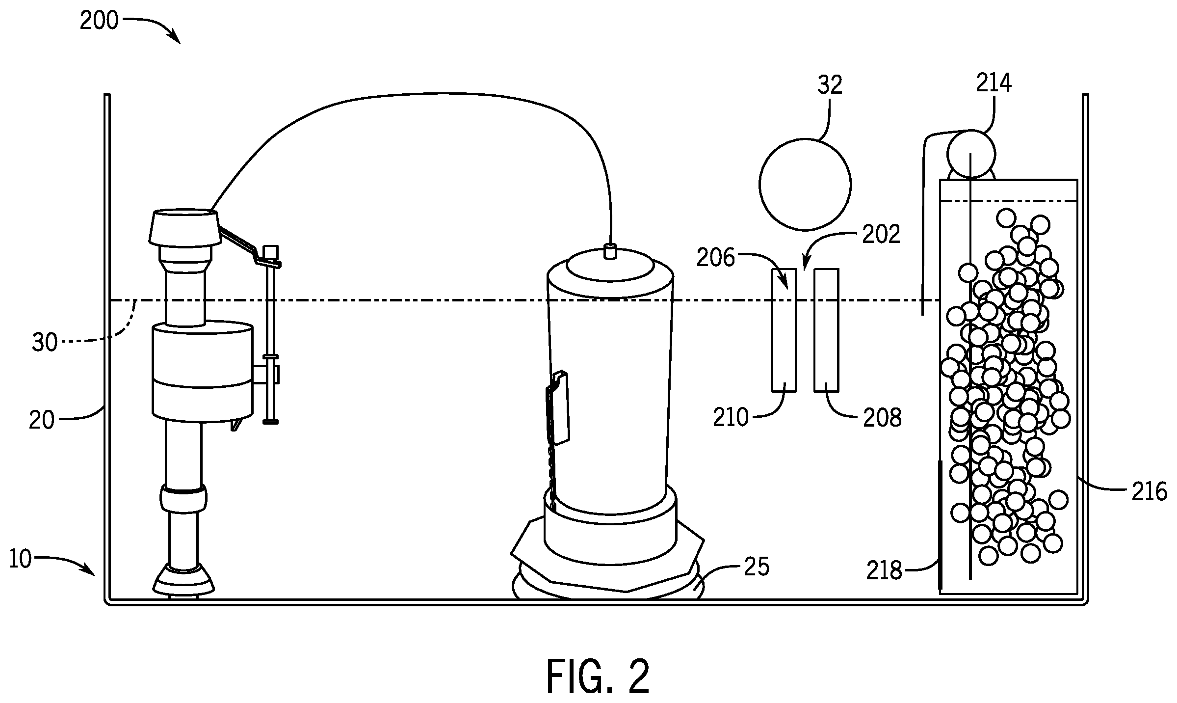 Patent US12134885 Figure 2 – Plumbing fixture with electro-chlorinating device