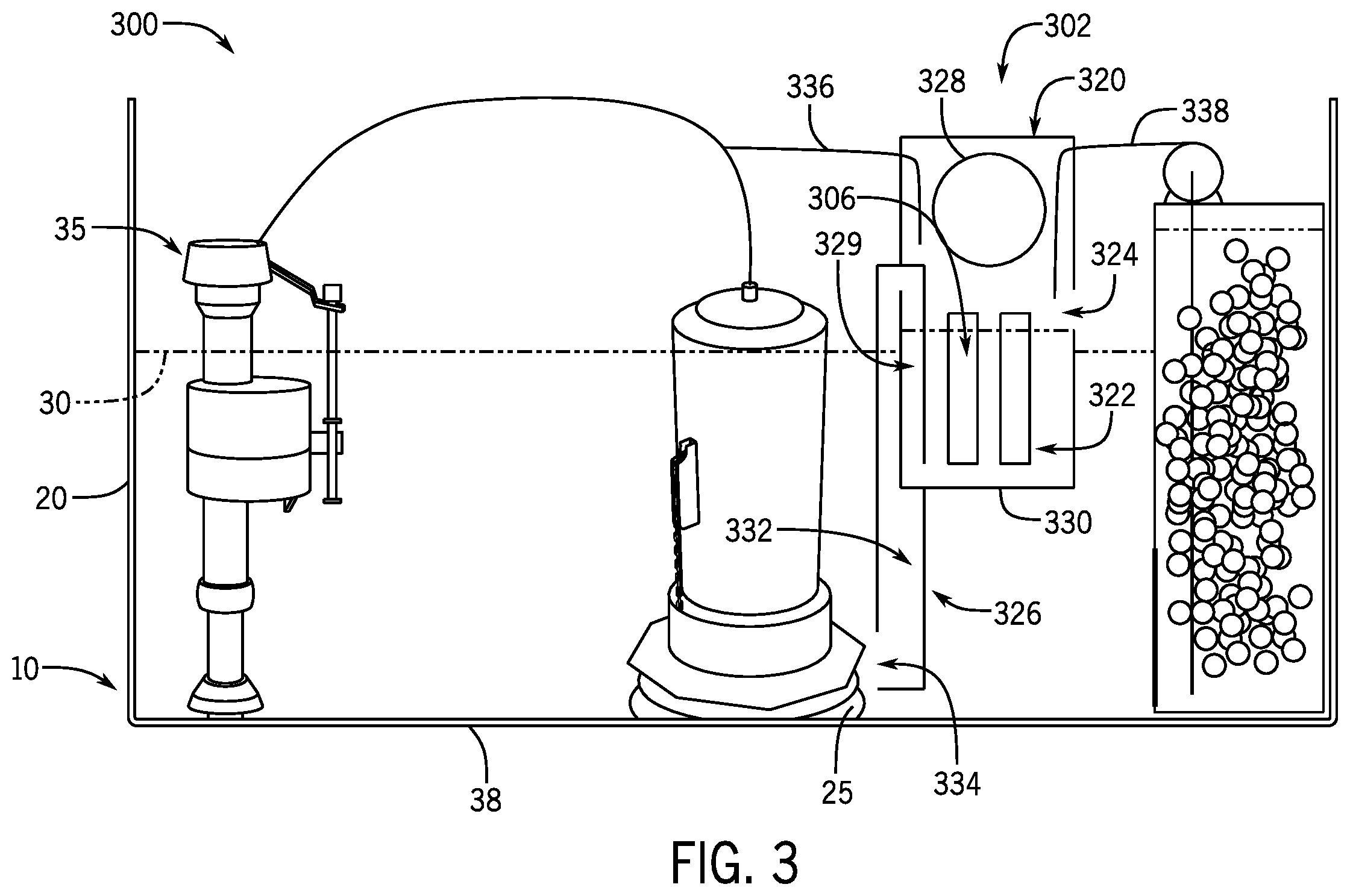 Patent US12134885 Figure 3 – Plumbing fixture with electro-chlorinating device