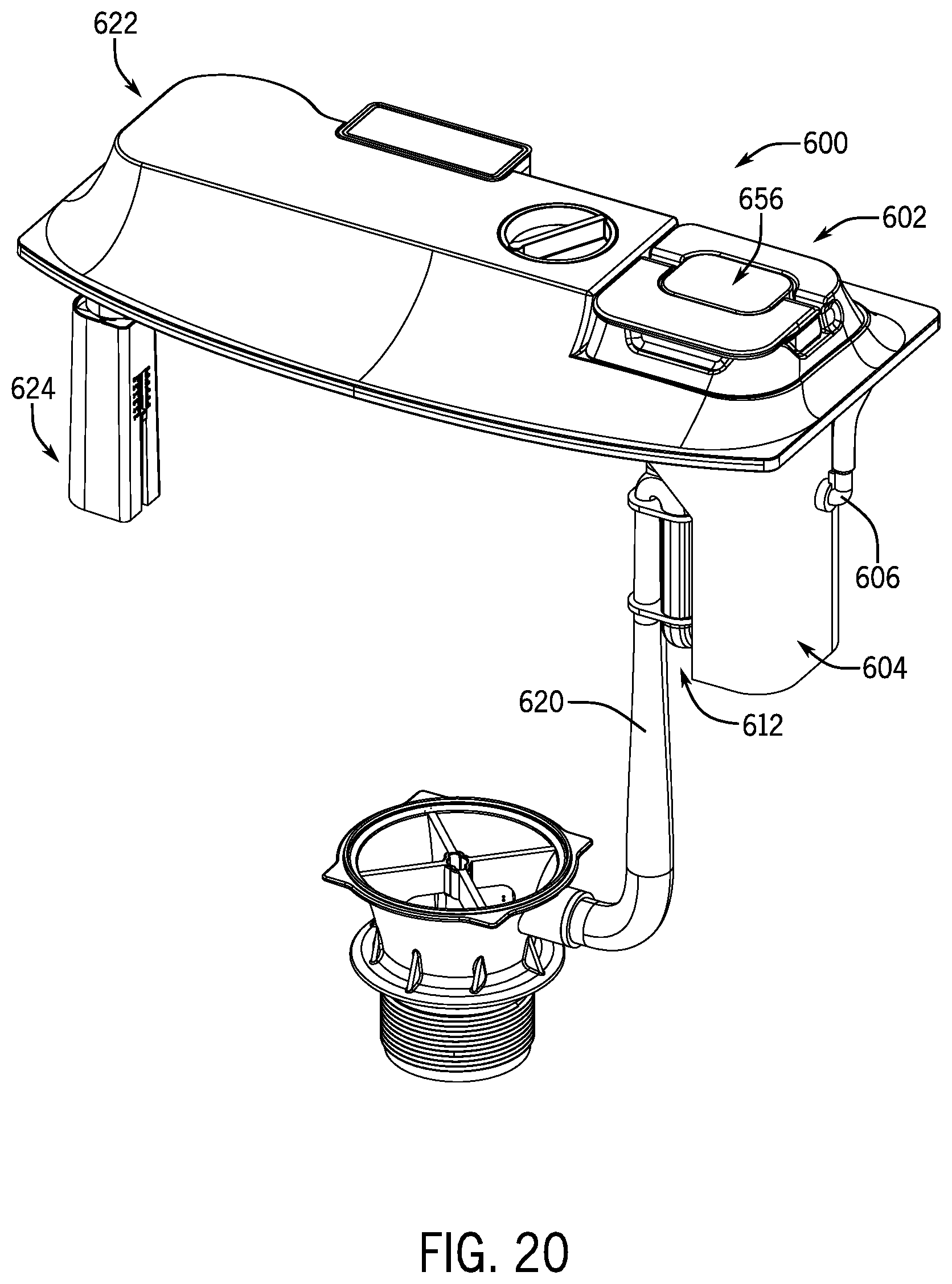Patent US12134885 Figure 14 – Plumbing fixture with electro-chlorinating device
