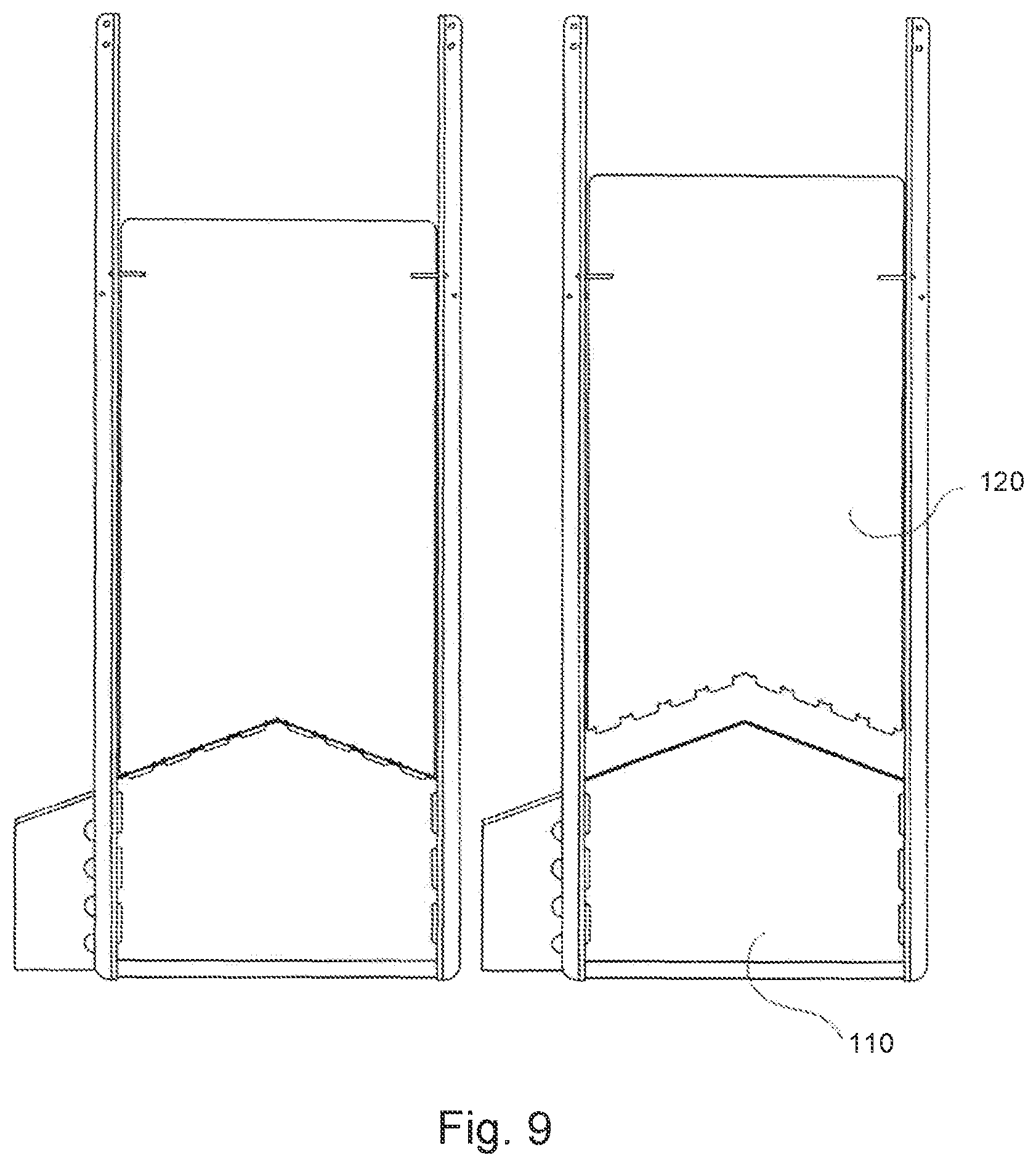 Patent US12134891 Figure 9 – Separation panels in food production