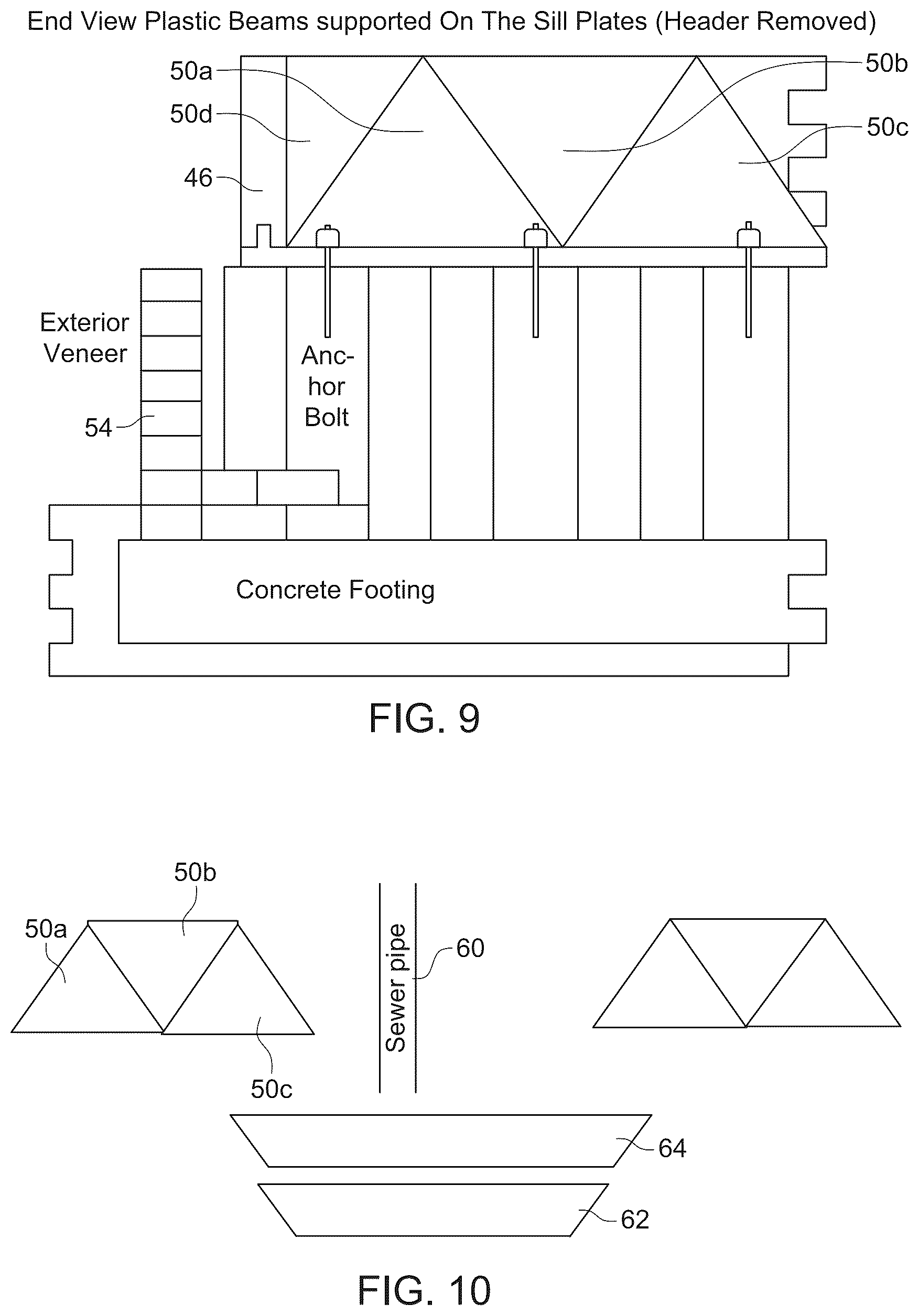Patent US12134899 Figure 5 – Rigid foam, continuous raised floor structure without wooden supports