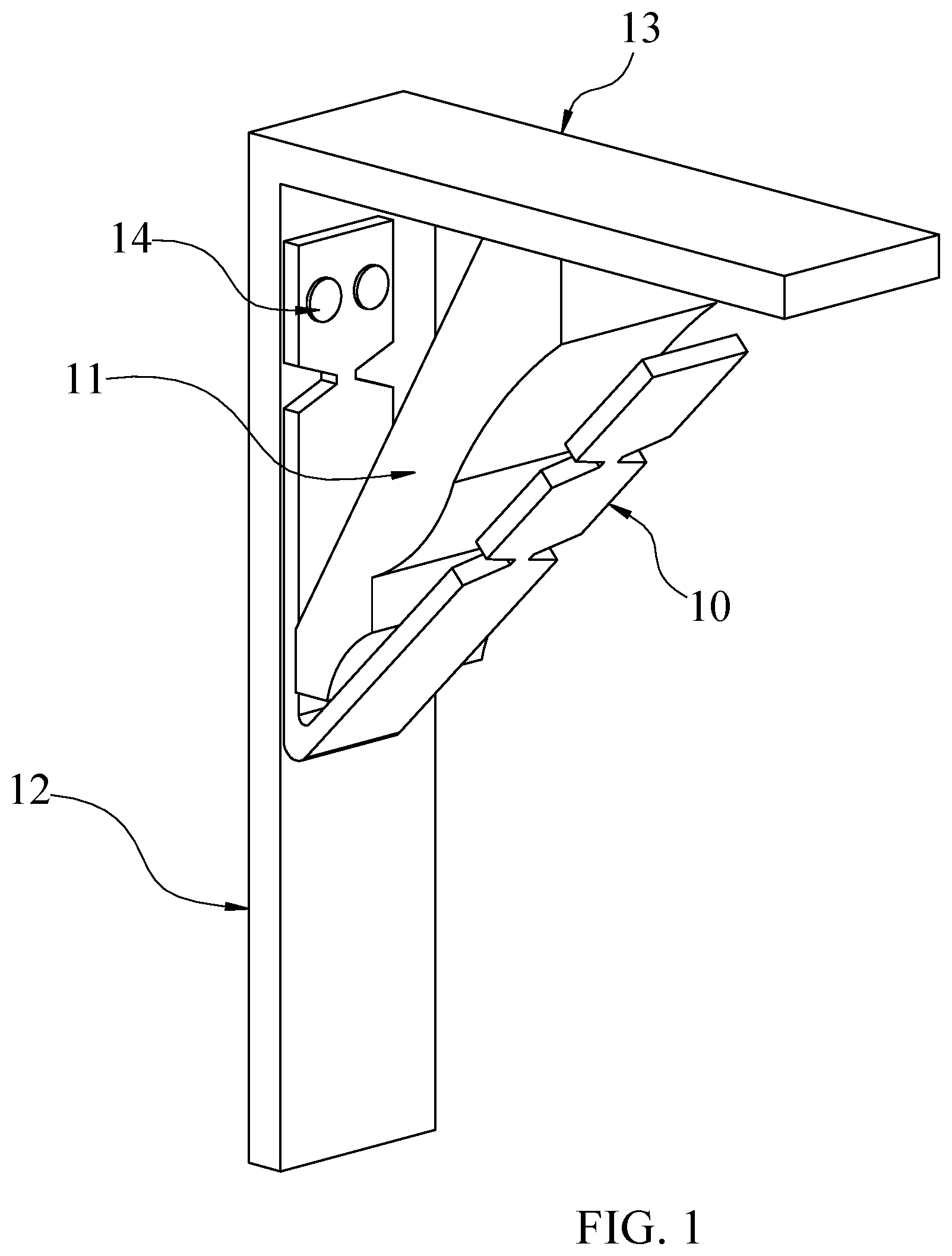 Patent US12134902 Figure 1 – Crown molding support hanger