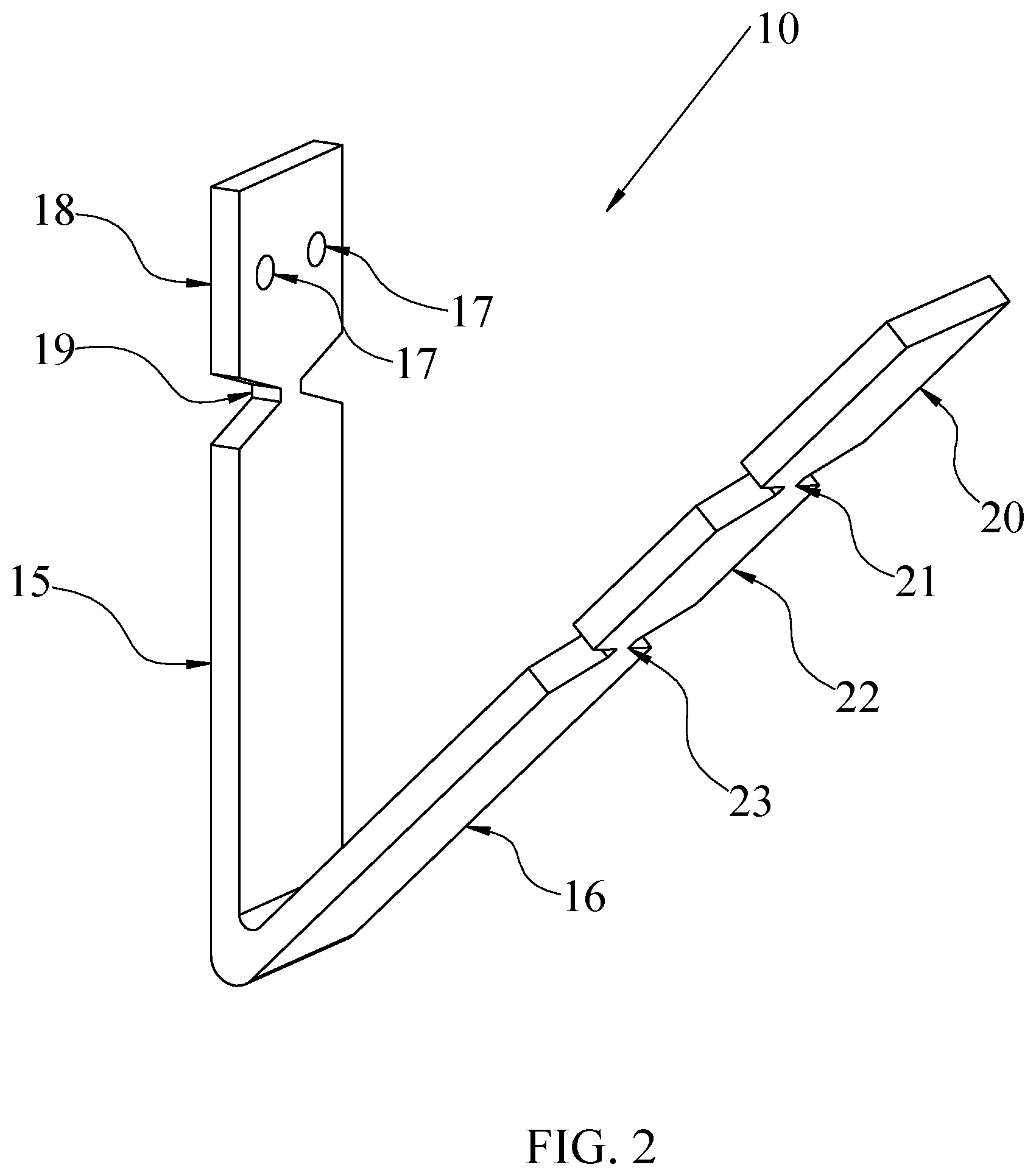 Patent US12134902 Figure 2 – Crown molding support hanger
