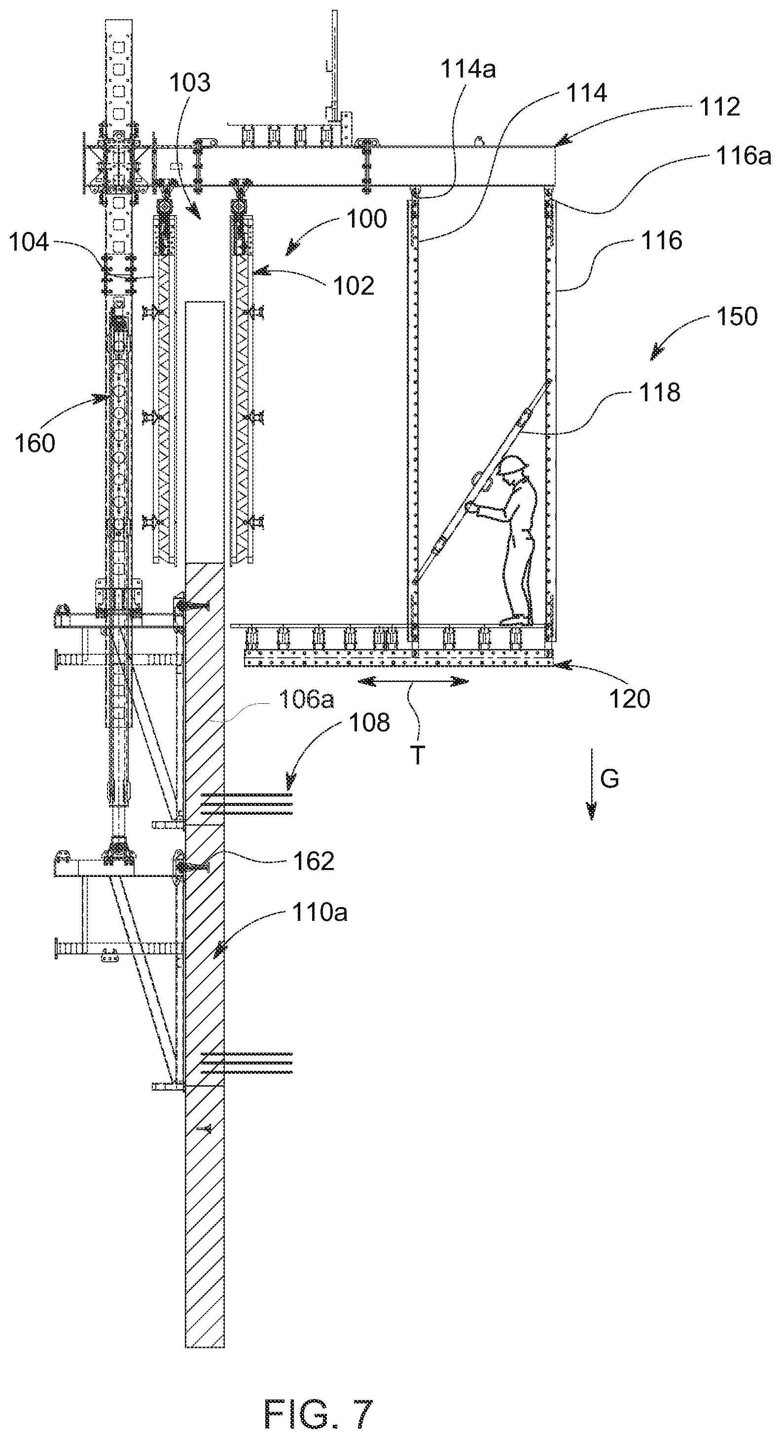 Patent US12134903 Figure 8 – Suspended translating platform