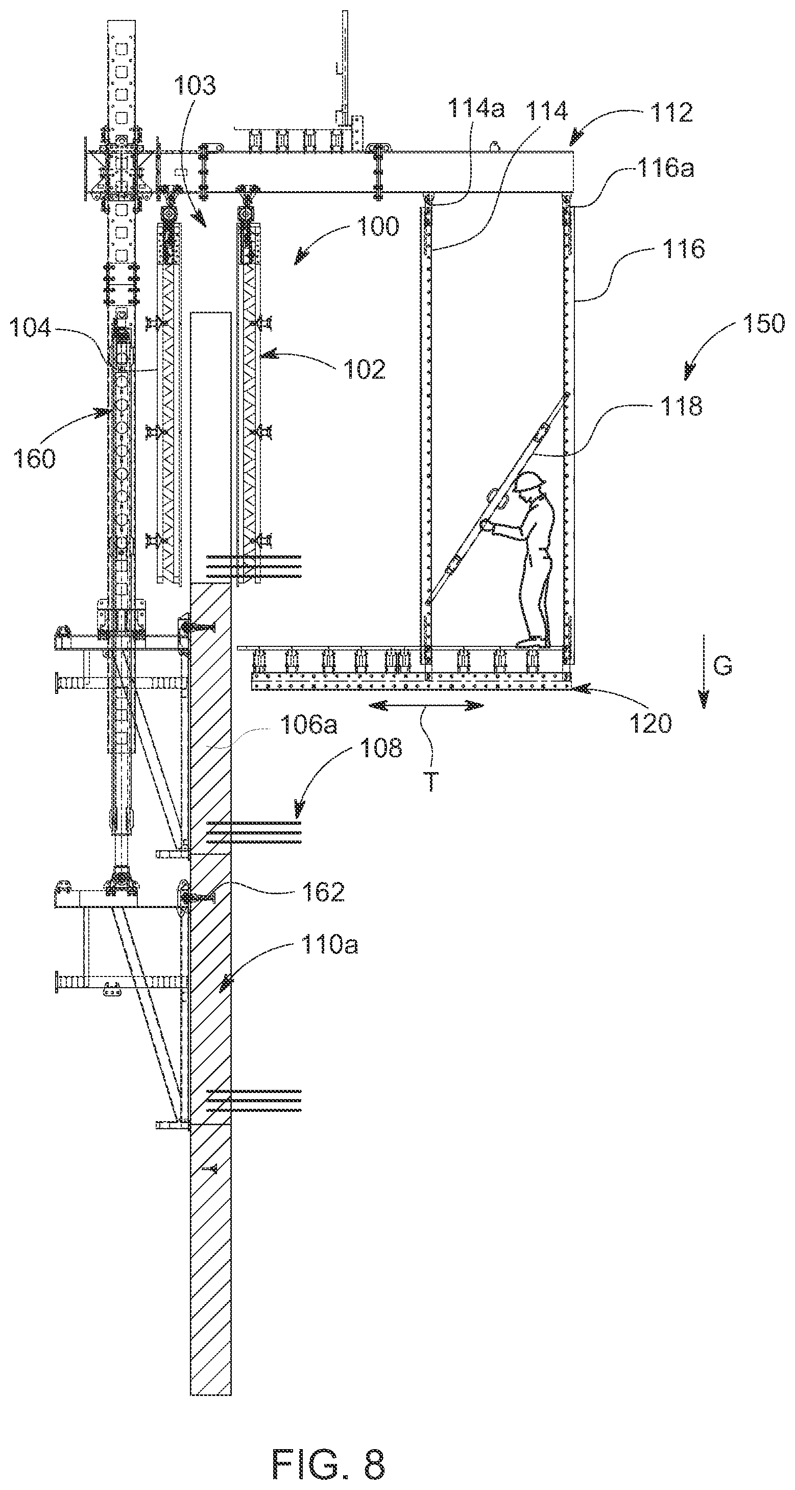 Patent US12134903 Figure 9 – Suspended translating platform