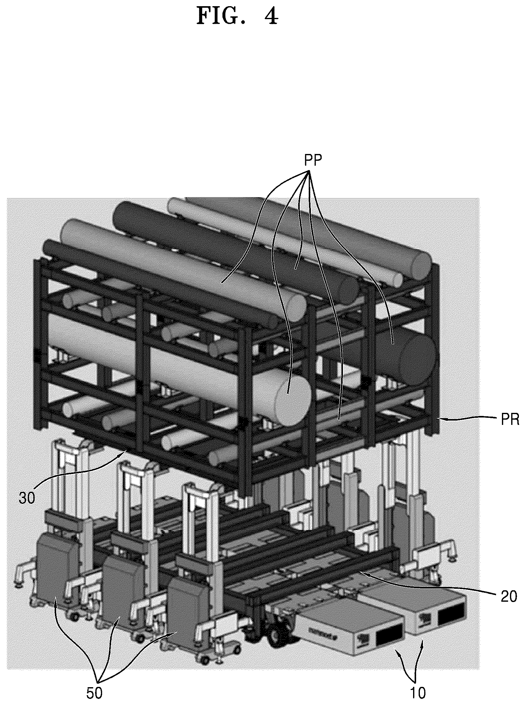 Patent US12134906 Figure 4 – Load dispersion-type indoor lifting apparatus for prefabricated steel structure and method of installing prefabricated steel structure by using same