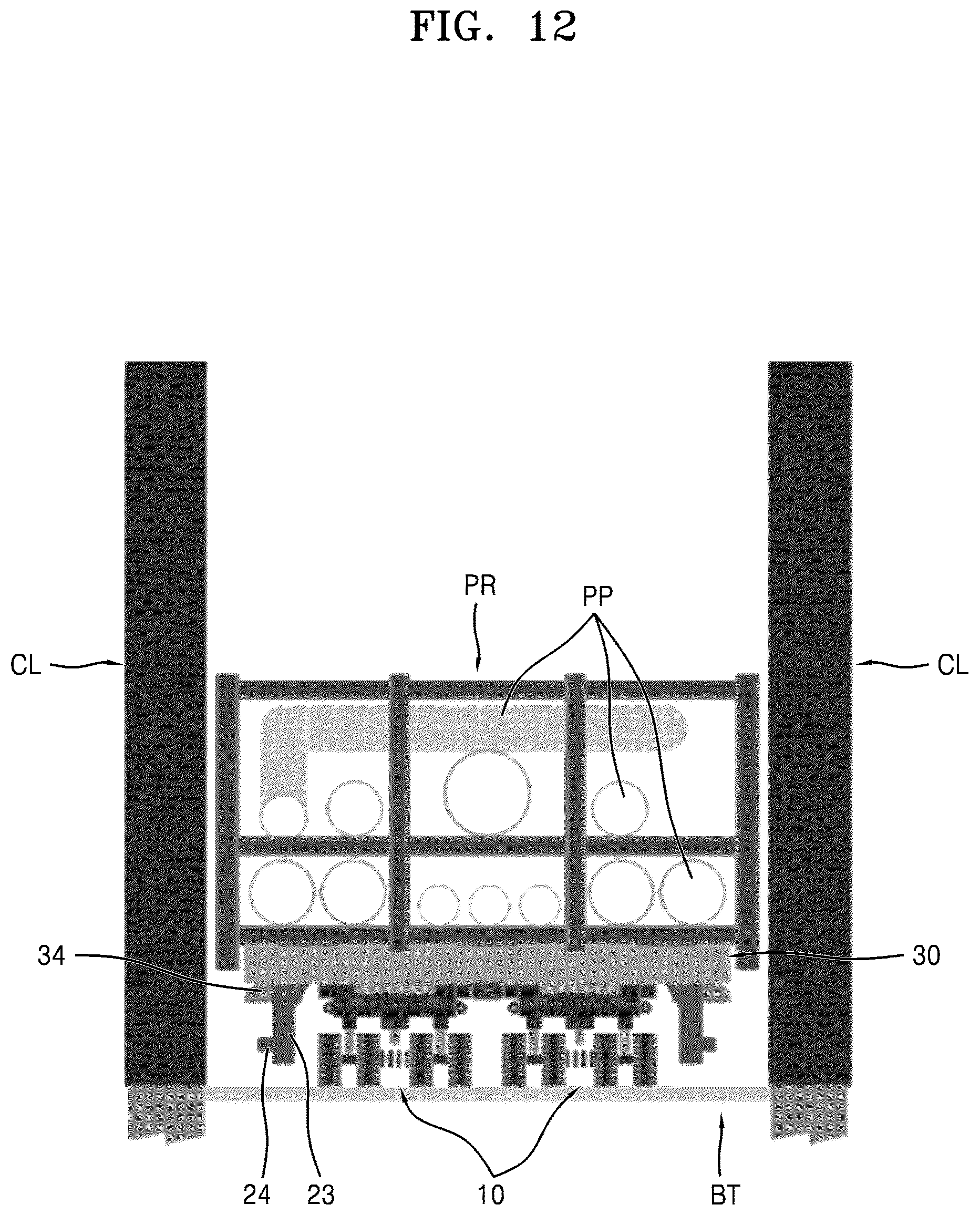 Patent US12134906 Figure 12 – Load dispersion-type indoor lifting apparatus for prefabricated steel structure and method of installing prefabricated steel structure by using same