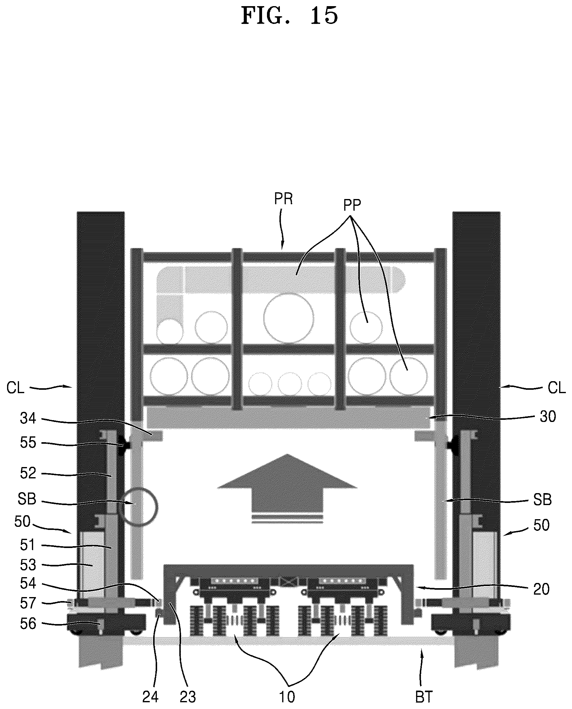 Patent US12134906 Figure 15 – Load dispersion-type indoor lifting apparatus for prefabricated steel structure and method of installing prefabricated steel structure by using same