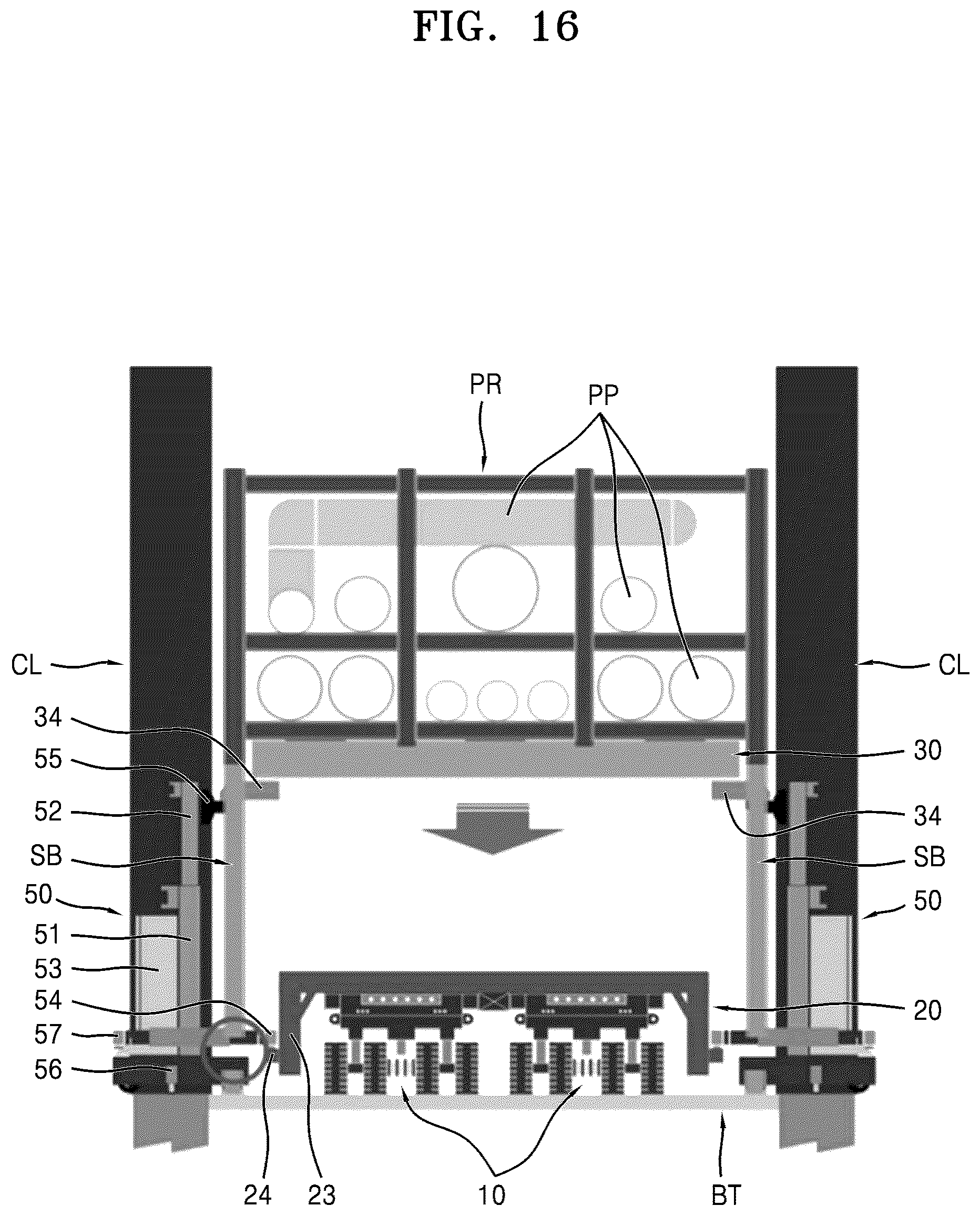 Patent US12134906 Figure 16 – Load dispersion-type indoor lifting apparatus for prefabricated steel structure and method of installing prefabricated steel structure by using same