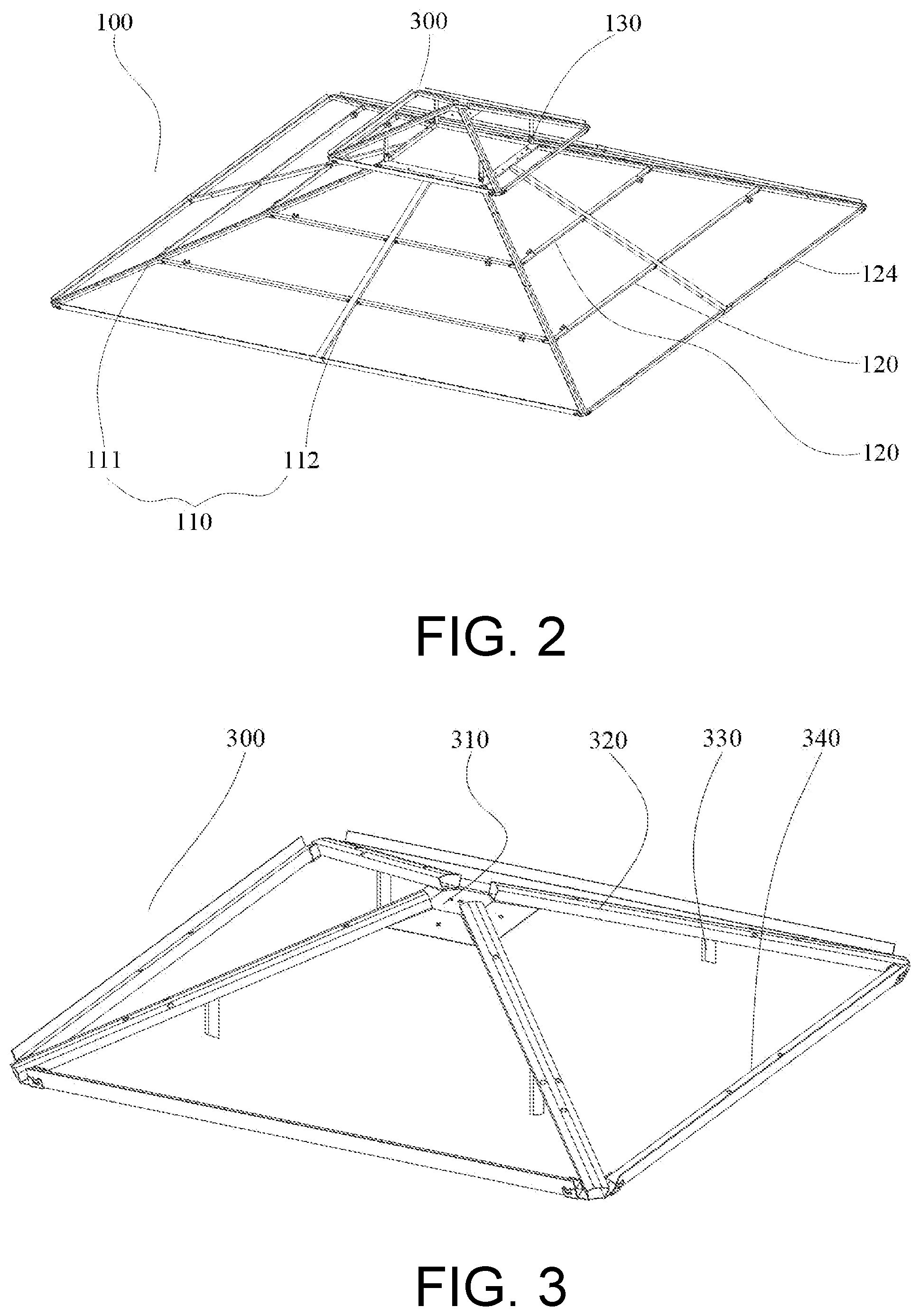 Patent US12134909 Figure 2 – Outdoor fixed tent with assembly structure, buckle mechanism, and assembly method for fixed tent